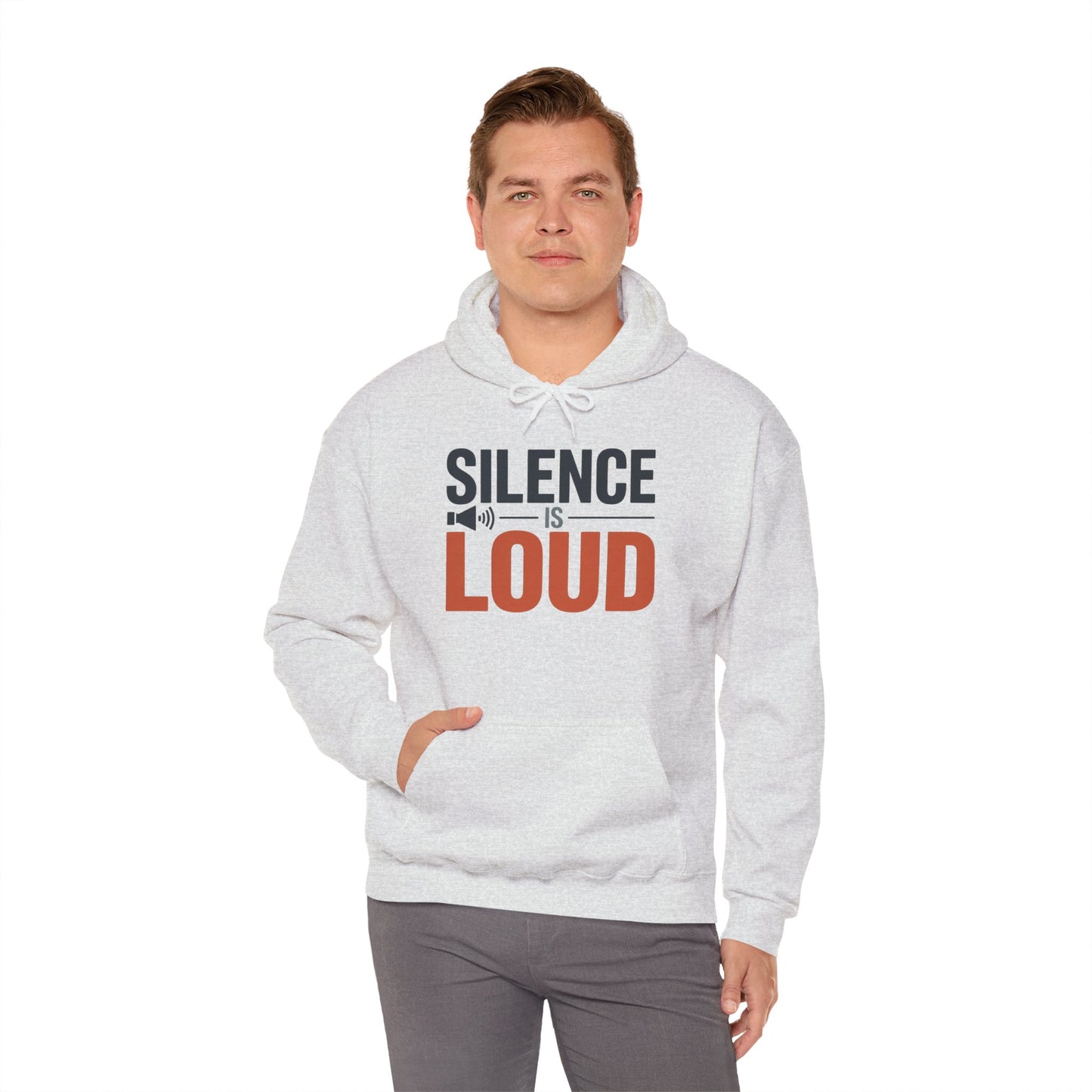 Mens Heavy Blend™ Hooded Sweatshirt, Silence Is Loud Graphic Motivational Mens Hoodie