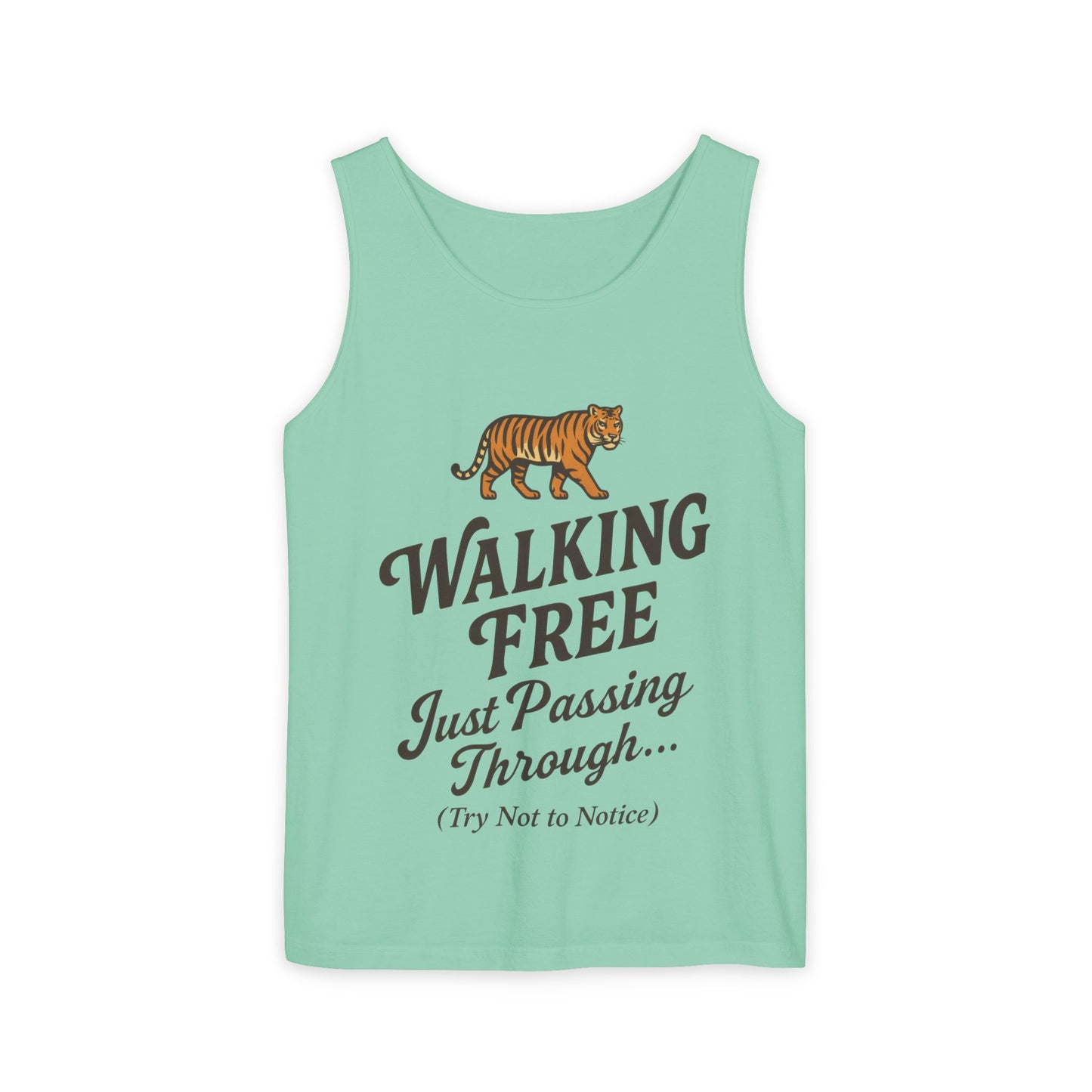 Walking Free Mens Tiger Tank Top, Funny Sleeveless Shirt - Wild Animal Summer Top, Mens Beachwear, Gift for Wild Life Lovers