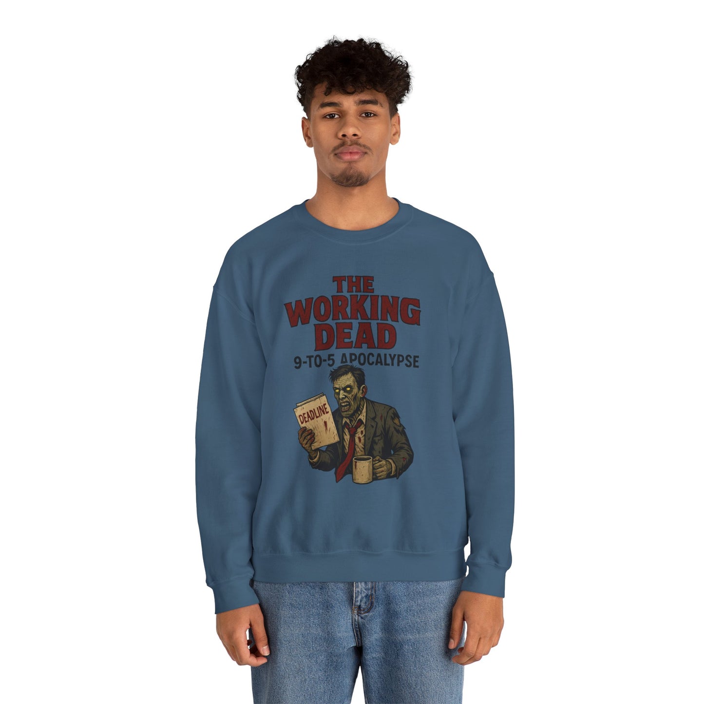Men's The Working Dead 9-to-5 Apocalypse Sweatshirt, Funny Office Zombie Horror Pullover, Halloween Zombie Work Top