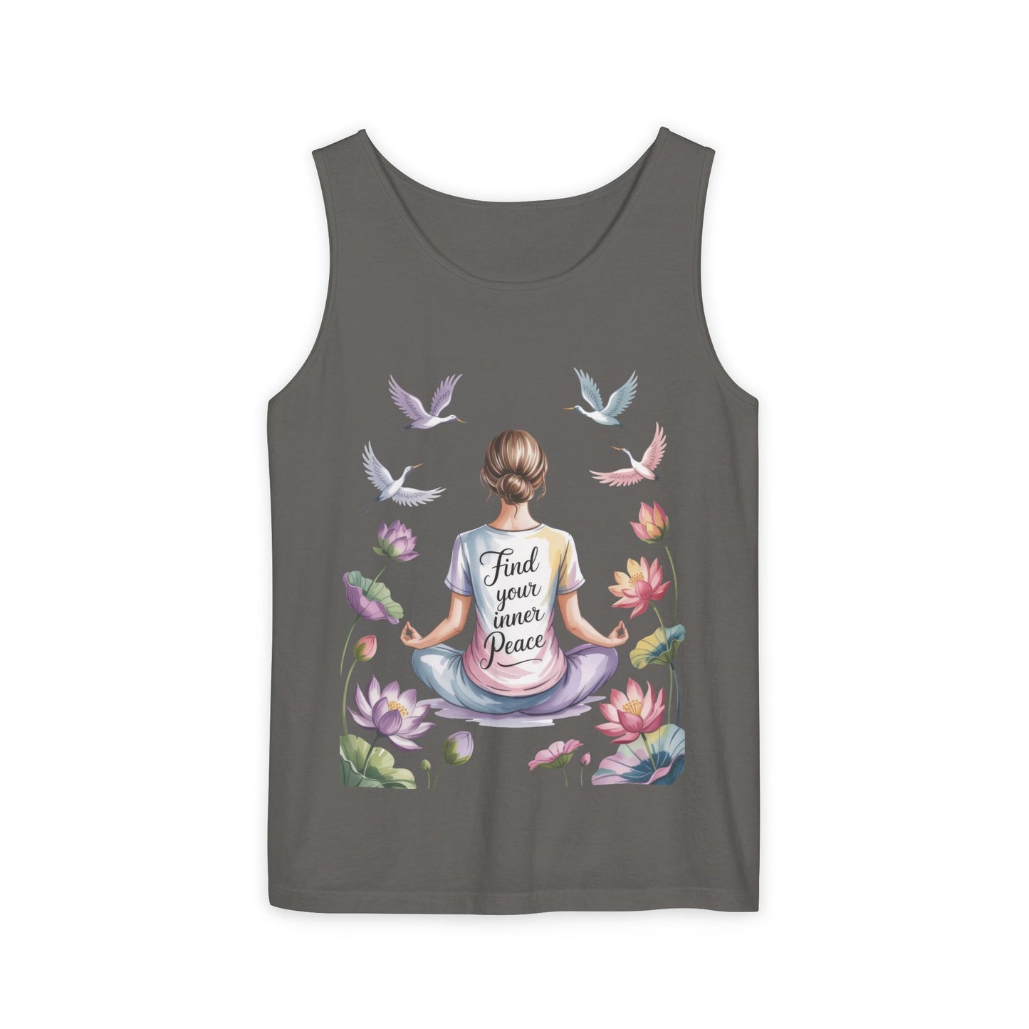 Meditation Floral Womens Tank Top, Find Your Inner Peace, Yoga Apparel, Gift for Mindfulness, Summer Relaxed Wear