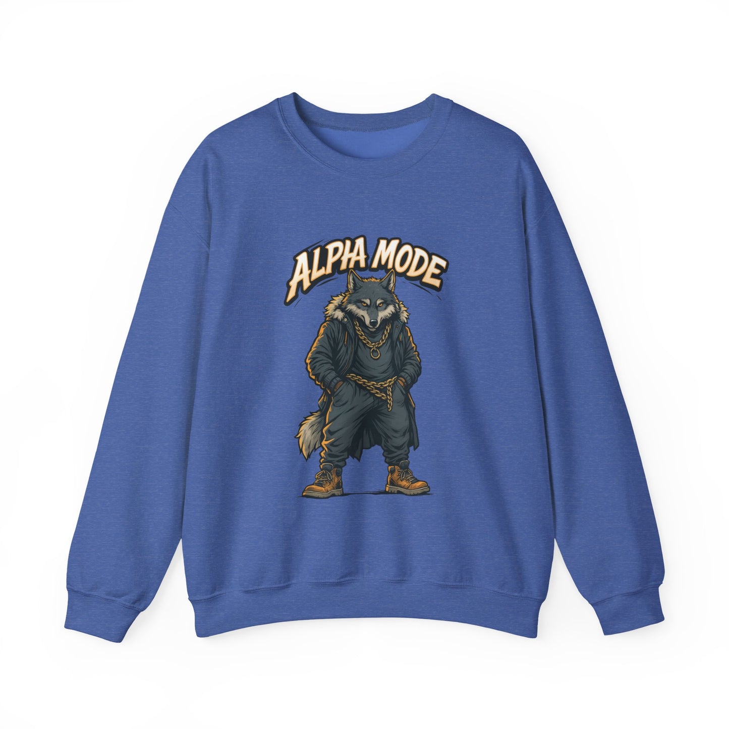 Alpha Mode Wolf Crewneck Sweatshirt, Mens Streetwear Pullover, Hip Hop Savage Wolf Sweater, Alpha Male Graphic Crewneck, Urban Wolf Gift