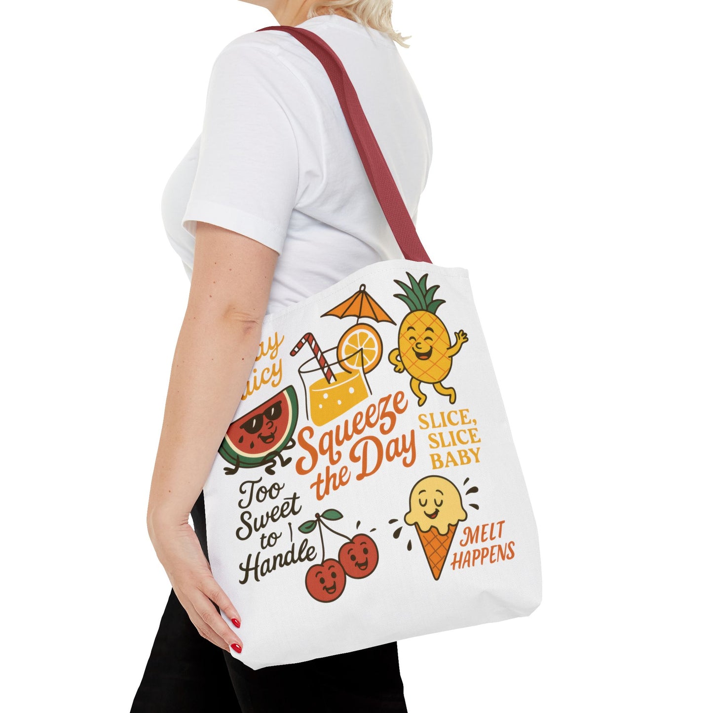 Juicy Summer Tote Bag, Fun Beach Carryall, Perfect for Grocery Shopping, Reusable Market Tote, Cute Gift for Fruit Lovers, Large Tote Bag