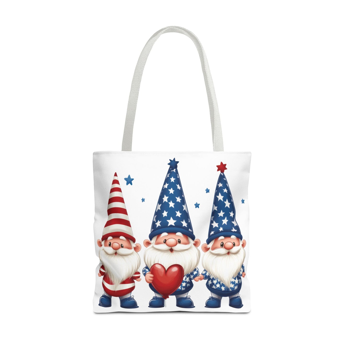 Patriotic Gnome Tote Bag, Stars and Stripes Reusable Grocery Bag, Cute Gnome Summer Bag, Holiday Gift Tote, Eco-Friendly Shopping Bag