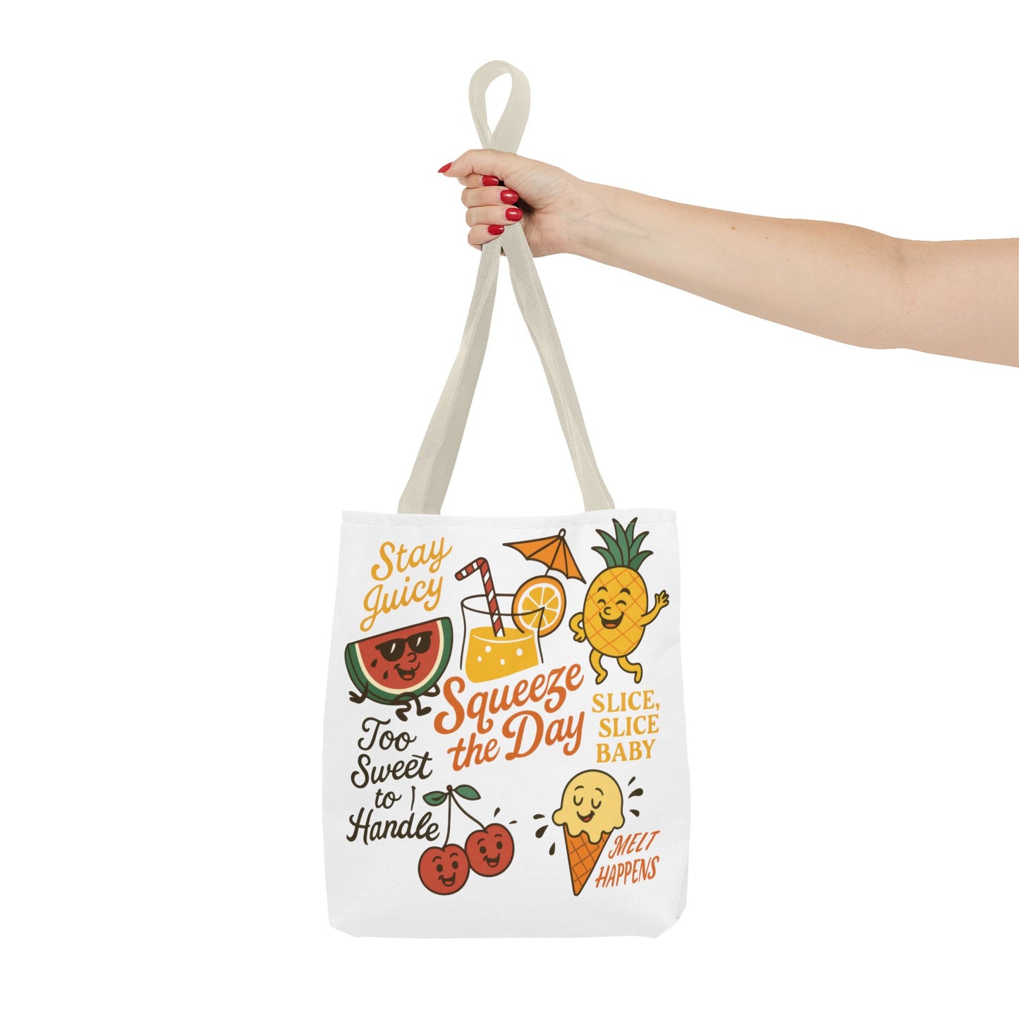 Juicy Summer Tote Bag, Fun Beach Carryall, Perfect for Grocery Shopping, Reusable Market Tote, Cute Gift for Fruit Lovers, Large Tote Bag