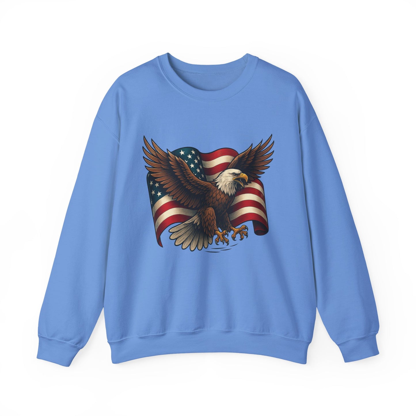 Patriotic Eagle Sweatshirt - Unisex Crewneck, USA Flag Apparel, Memorial Day, Veteran's Day, Independence Day, Gift for Patriots