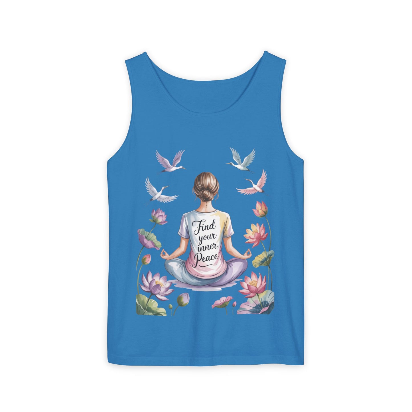 Meditation Floral Womens Tank Top, Find Your Inner Peace, Yoga Apparel, Gift for Mindfulness, Summer Relaxed Wear