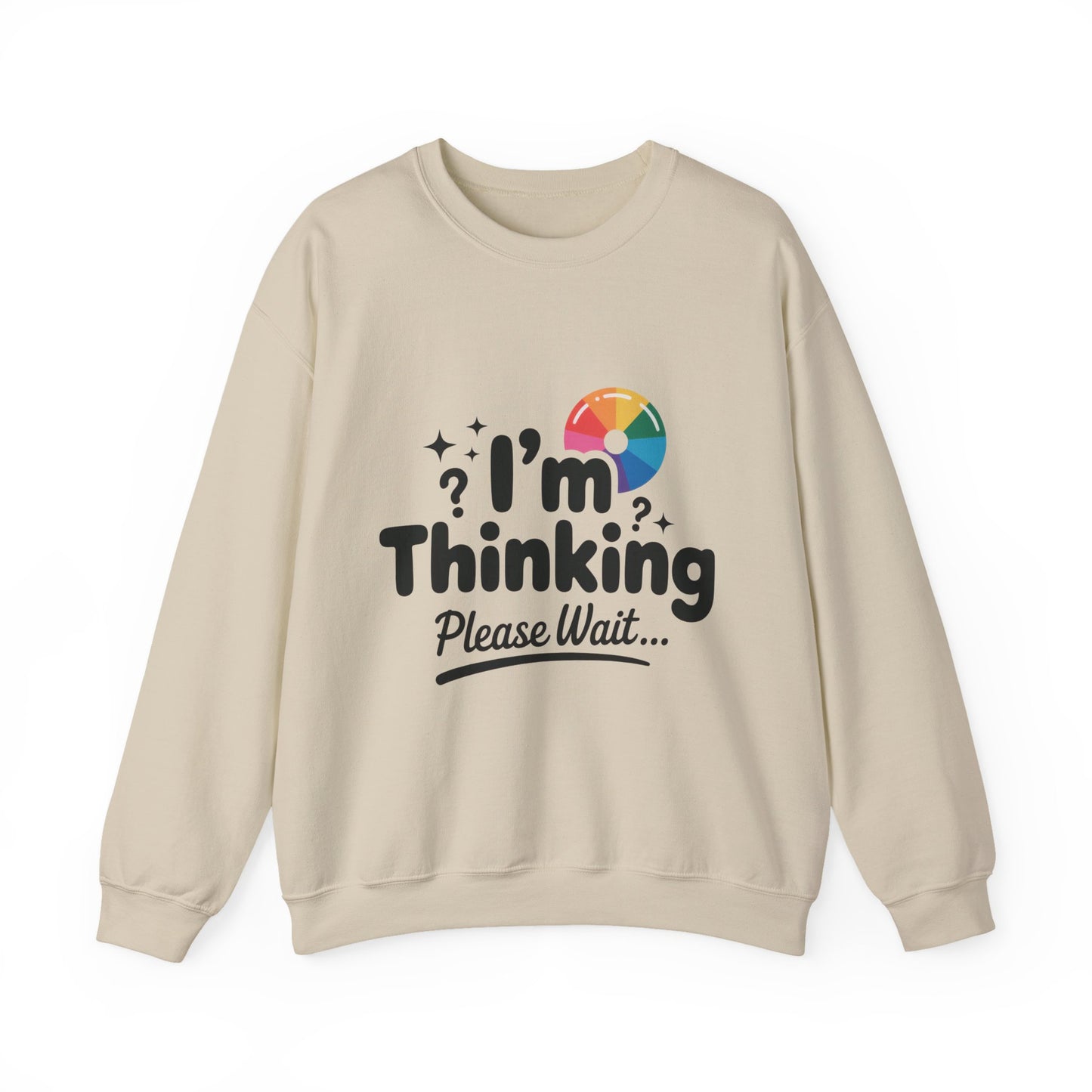 Funny - Im Thinking Please Wait - Mens Sweatshirt, Cute Geeky Gift for Introverts, Programmers, Designers, Humor Crewneck, Gift for Adults