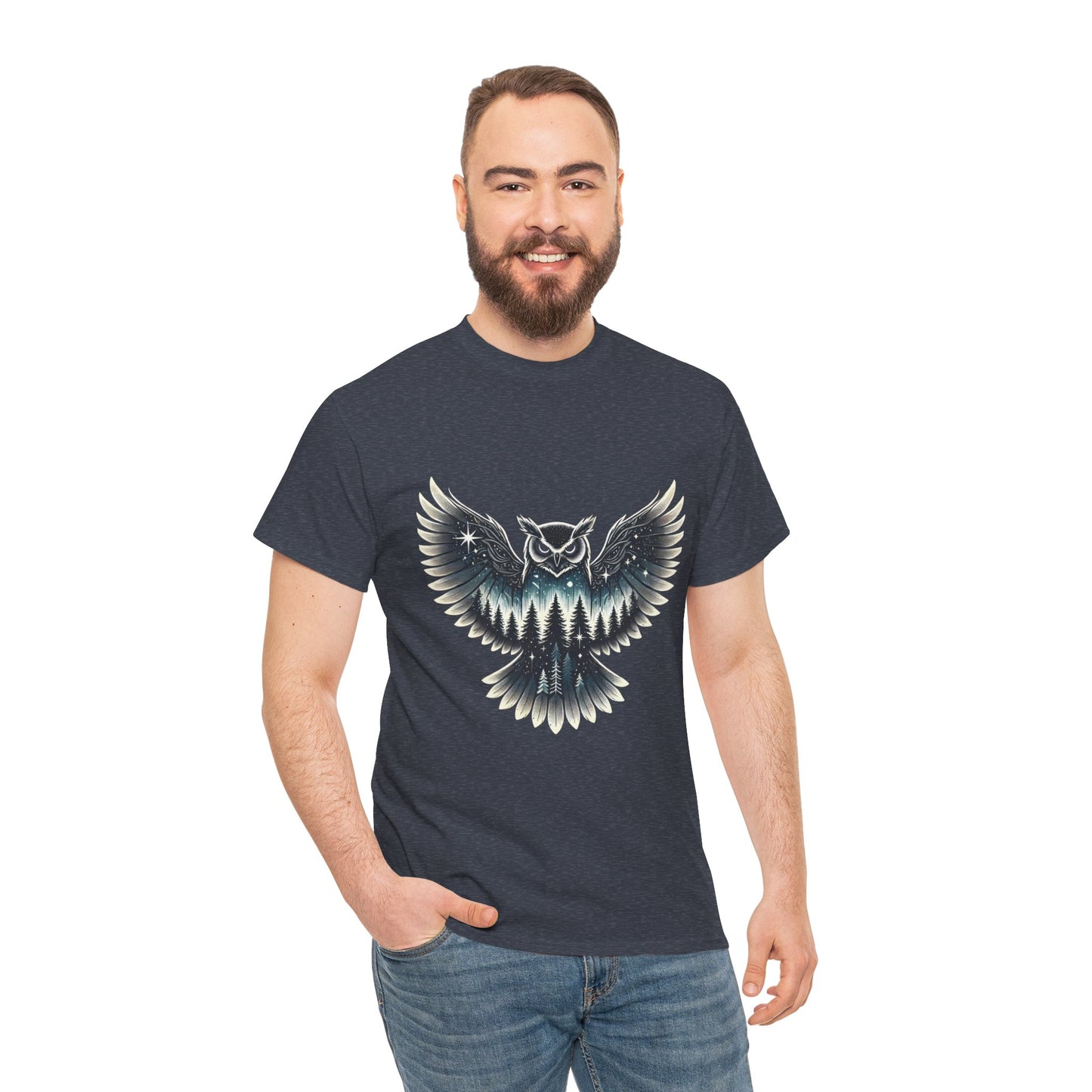 Mystical Owl Graphic Tee, Wildlife Lover Gift, Nature Shirt, Festival Wear, Boho Style, Night Bird Graphic T-Shirt