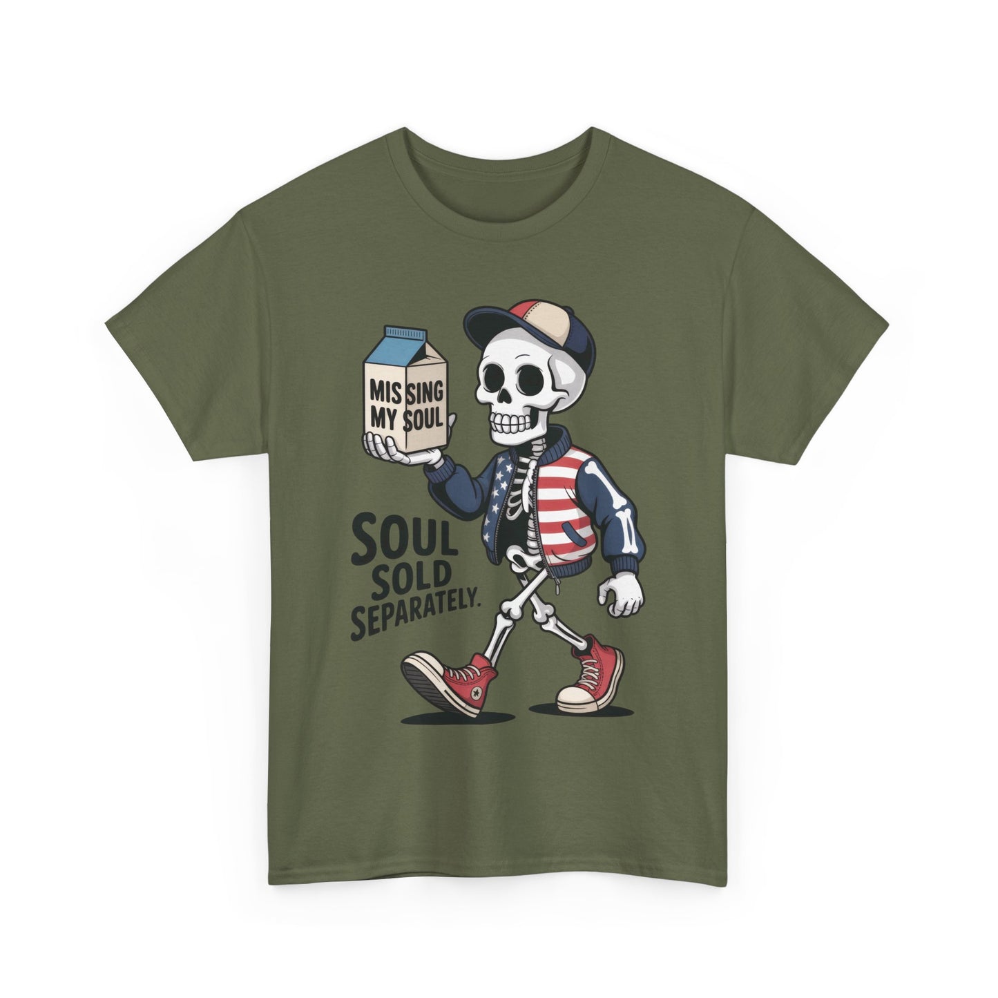 Funny Skeleton T-Shirt Soul Sold Separately Graphic Tee, Missing Soul Cartoon Shirt, Gothic Streetwear, Halloween Gift Tee