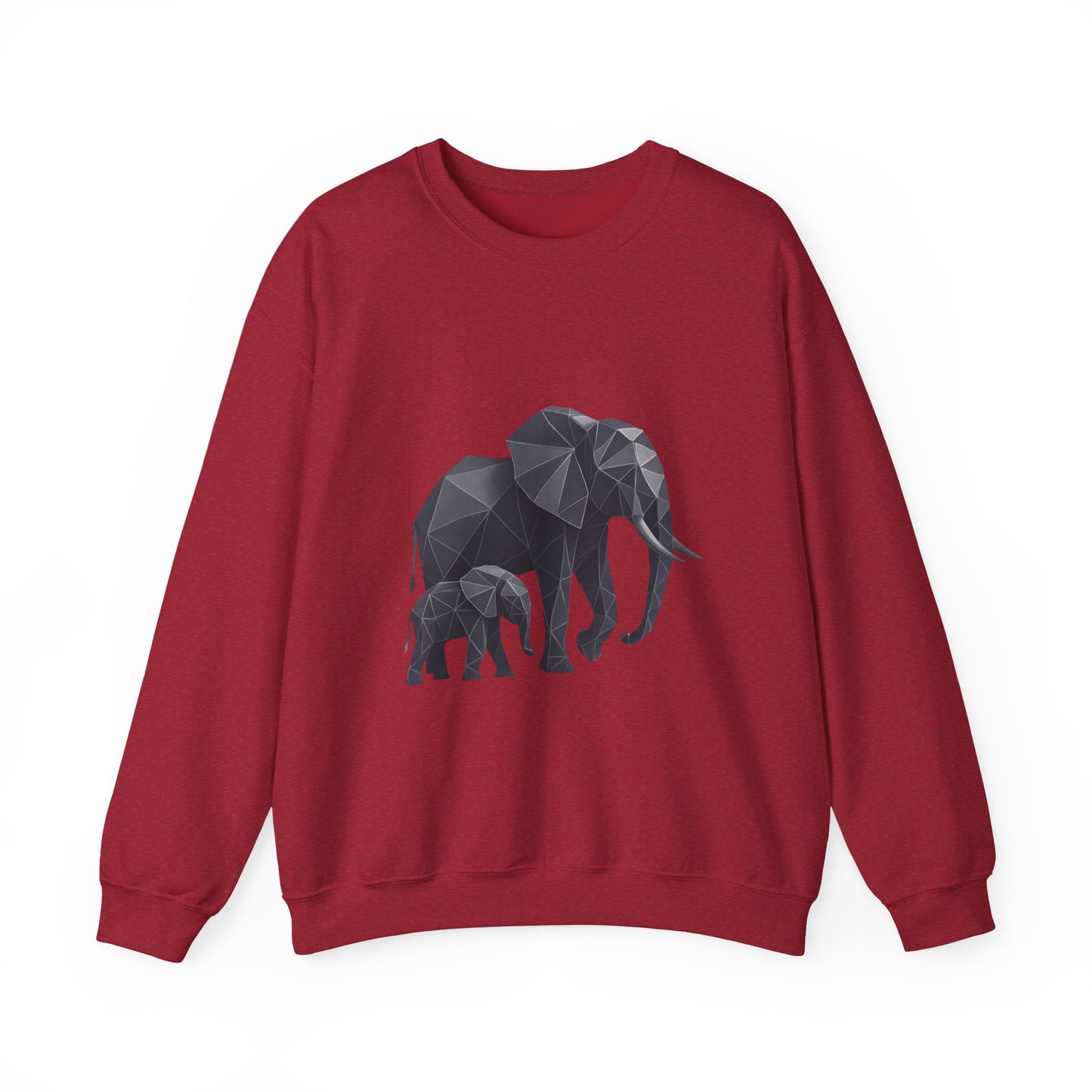 Geometric Elephant Sweatshirt, Cozy Unisex Crewneck, Animal Lover Gift, Nature Inspired Apparel, Eco-Friendly Fashion, Gift for Her