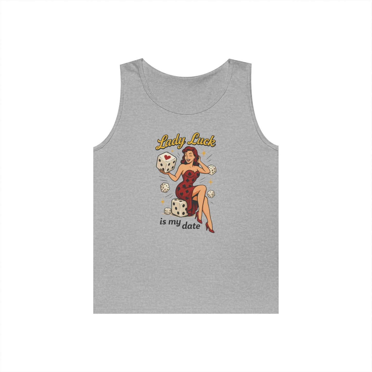 Lucky Me Tank Top, Retro Lady Luck Tee for Men, Gambling & Dice Themed Tee, Vintage Pin-Up Vegas Gift, Good Luck Gifts, for Luck Enthusiasts