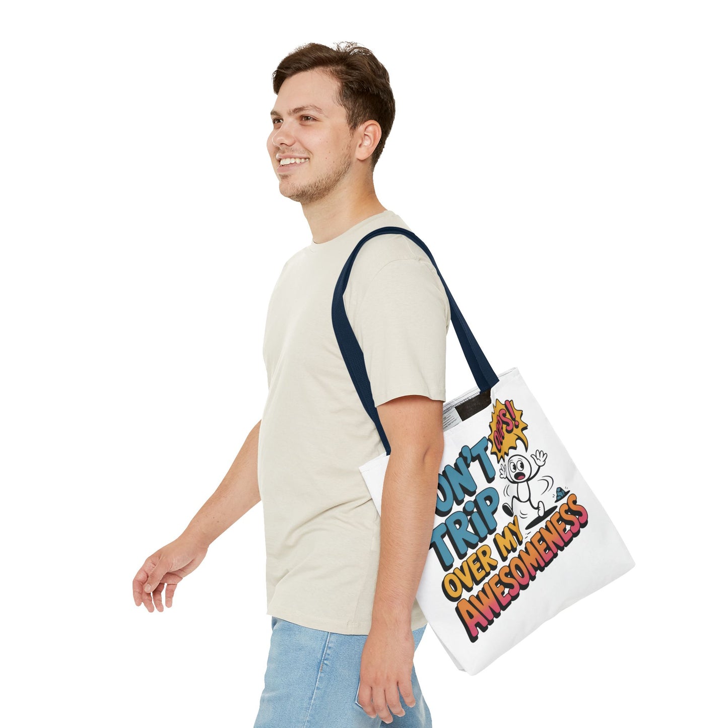 Funny Tote Bag - "Don't Trip Over My Awesomeness" - Perfect for Gifts, Beach Days, Shopping, & More!, , Large Tote Bag, beach weekender bag