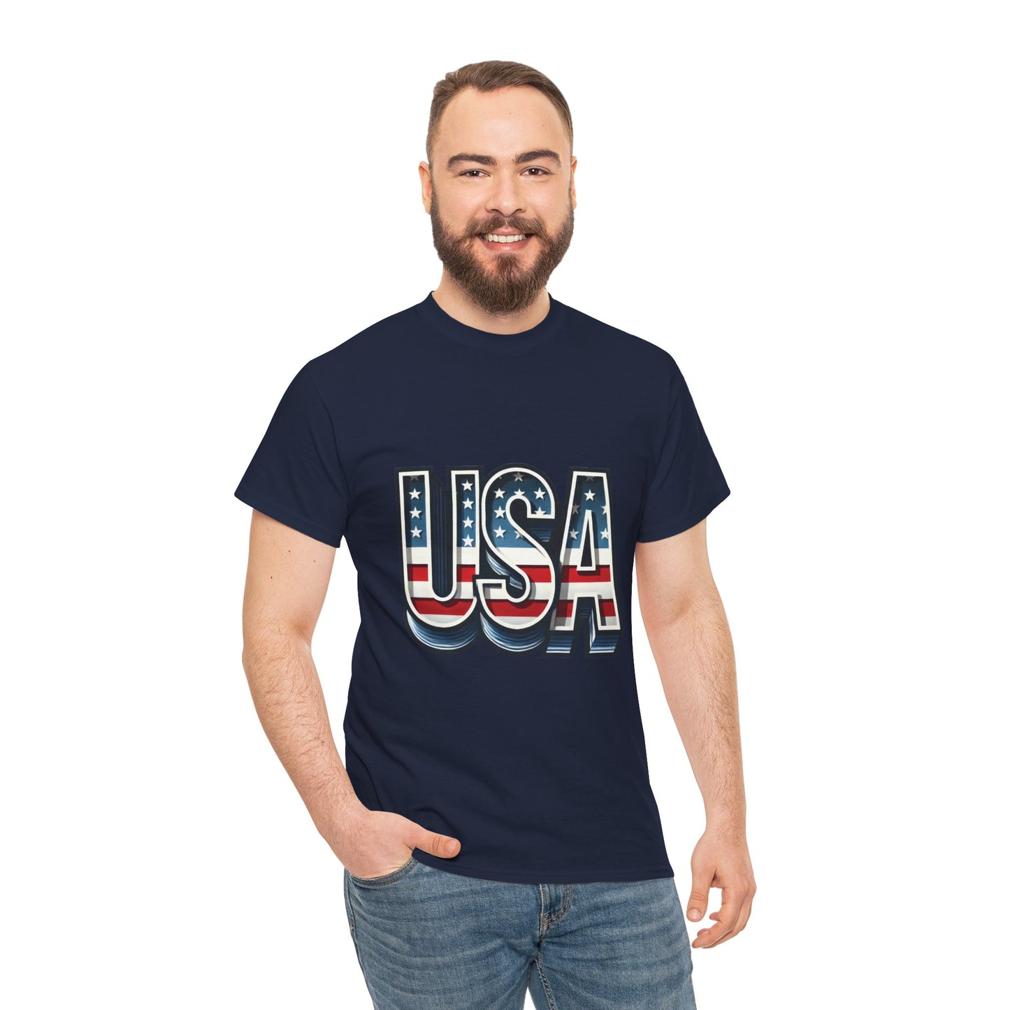 USA Patriotic Unisex Heavy Cotton Tee, American Pride Shirt, July 4th T-Shirt, Independence Day Apparel, Casual Summer Top