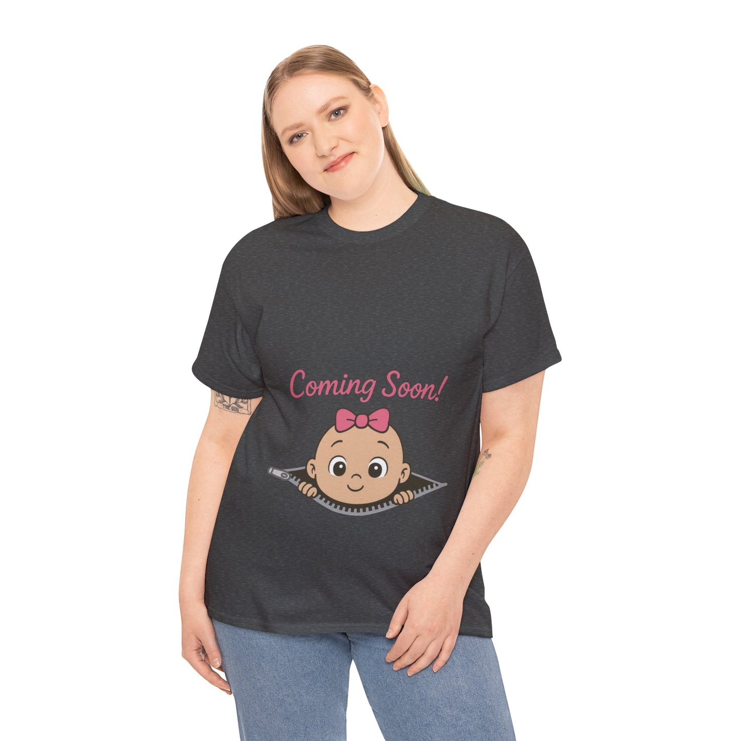 Coming Soon Maternity T-Shirt, Cute Baby Girl Pregnancy Announcement Shirt, Expecting Mom Gift, Gender Reveal Tee, Baby Shower Gift