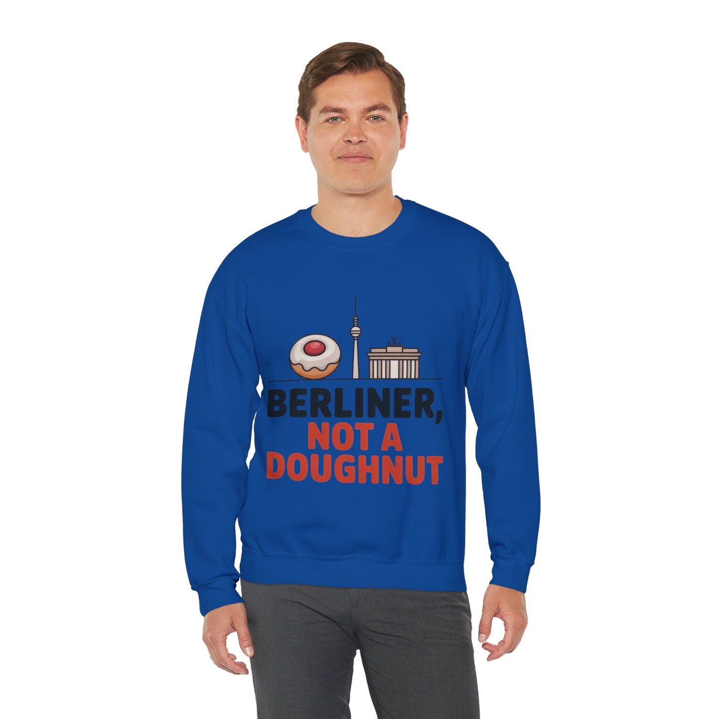 Mens Heavy Blend™ Crewneck Sweatshirt, Berliner Not a Doughnut Funny Berlin Mens Sweatshirt