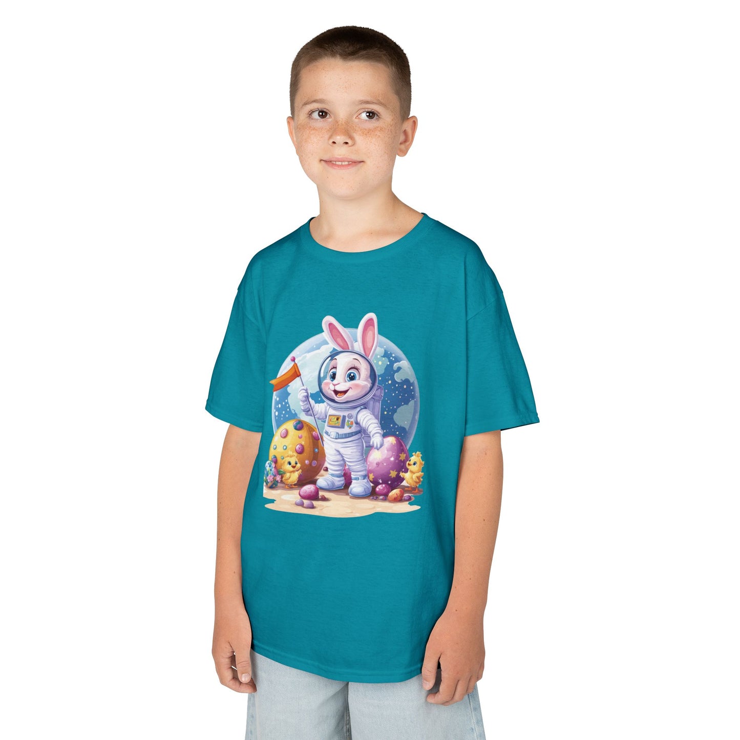 Kids Easter Astronaut Bunny T-Shirt, Space Bunny with Eggs, Galaxy Adventure Tee, Cute Bunny Gift for Boys and Girls
