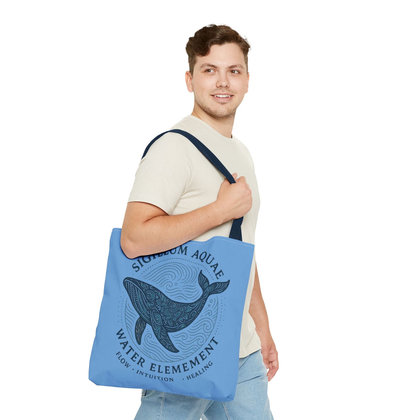 Whale Water Element Tote Bag: Spiritual Gift, Eco-Friendly, Beach Bag, Yoga Accessories, Meditation Essentials, Weekender Bag, Large Bag
