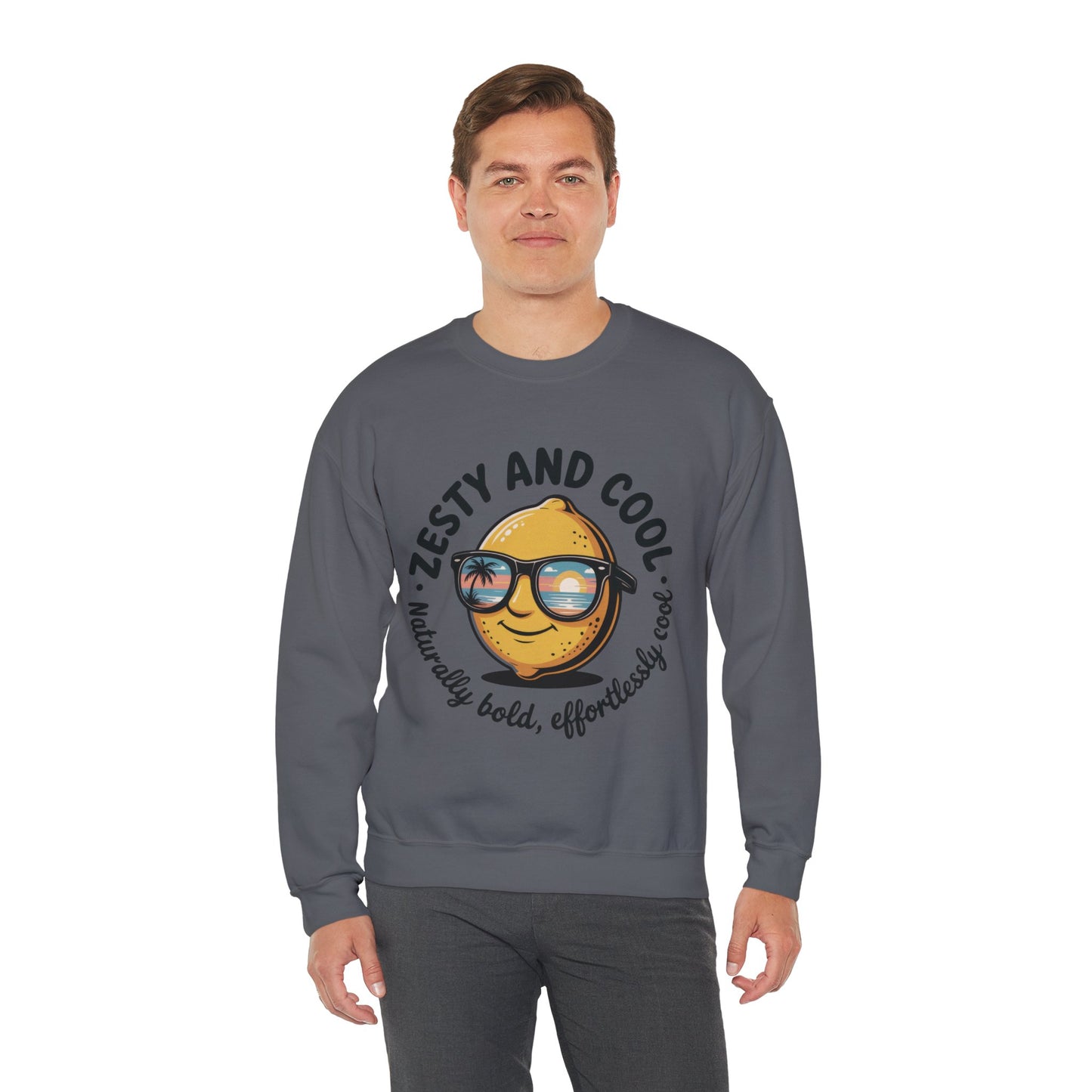 Zesty Lemon Mens Crewneck Sweatshirt - Fun Gift for Friends, Cool Casual Style, Summer Vibes, Mens Graphic Apparel, Perfect for Relaxing
