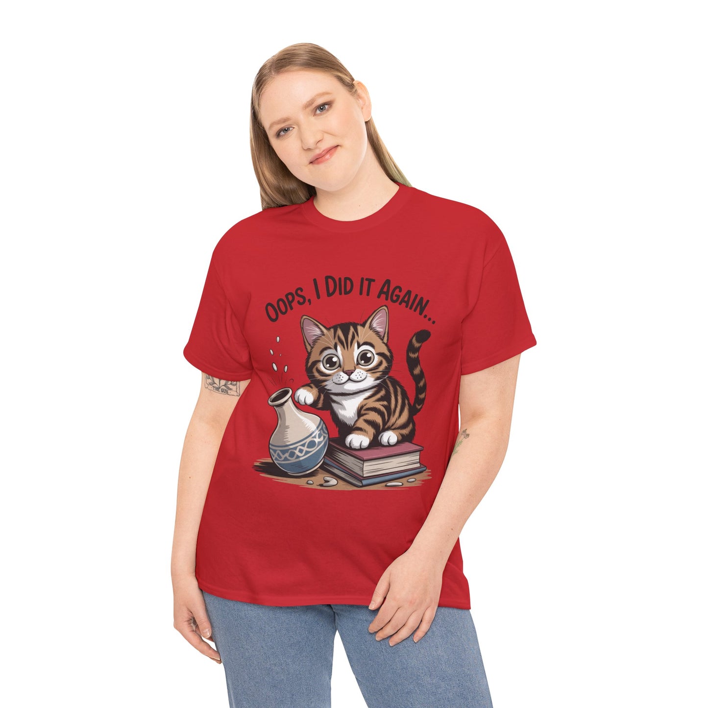 Playful Cat Women's Tee, Funny Oops I Did It Again Design, Cat Lover Gift, Casual Wear, Birthday Gift, Pet Lover Tee, Women's Gift