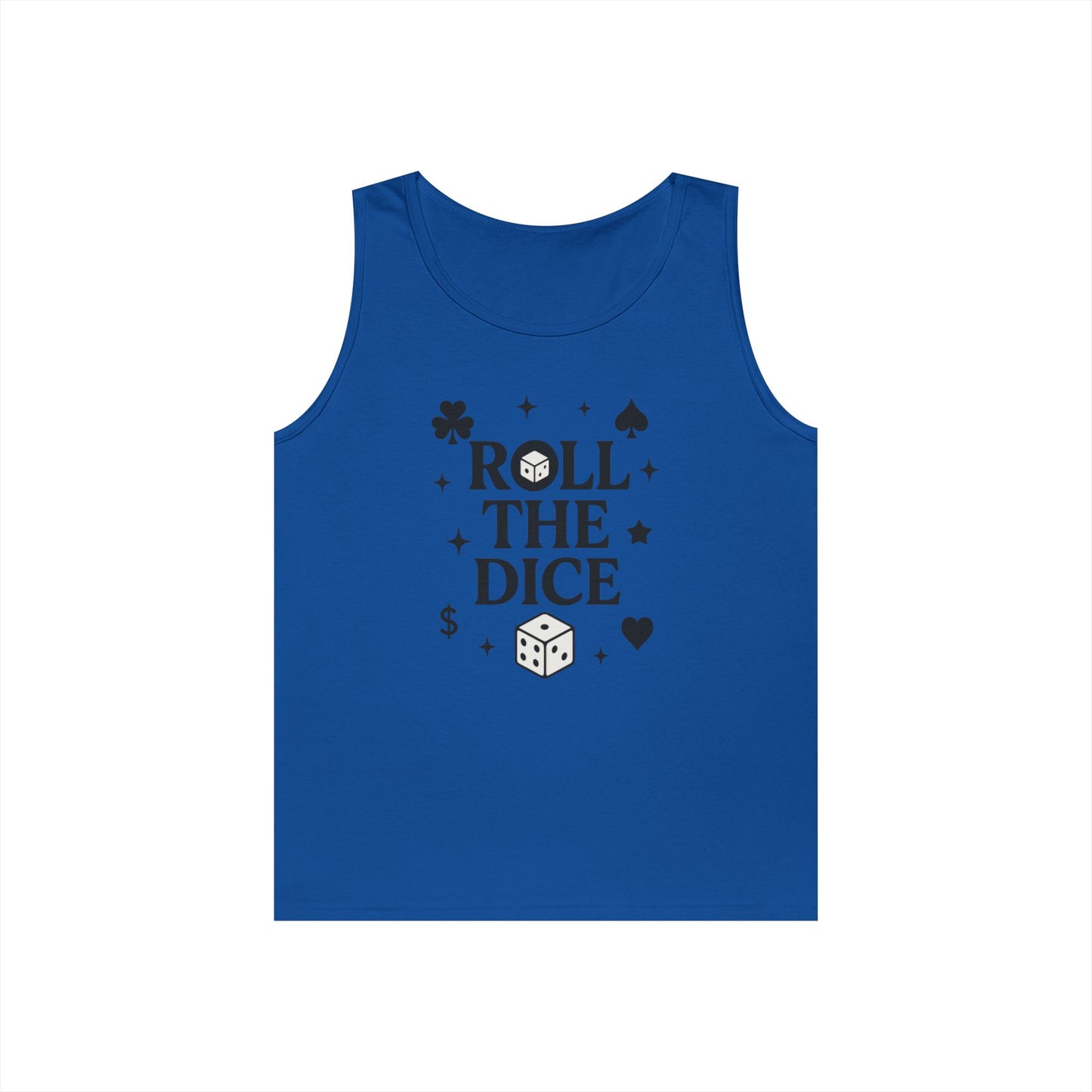 Playful Dice Tank Top, Mens Heavy Cotton Gaming Apparel, Casual Wear, Party Outfit, GYM Lover Gift, Summer Essential