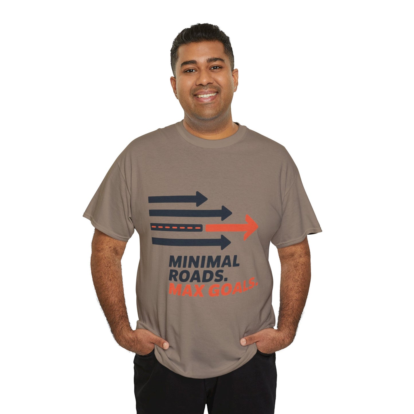 Minimal Roads Max Goals Motivational Mens T-Shirt, Urban Style Graphic Tee