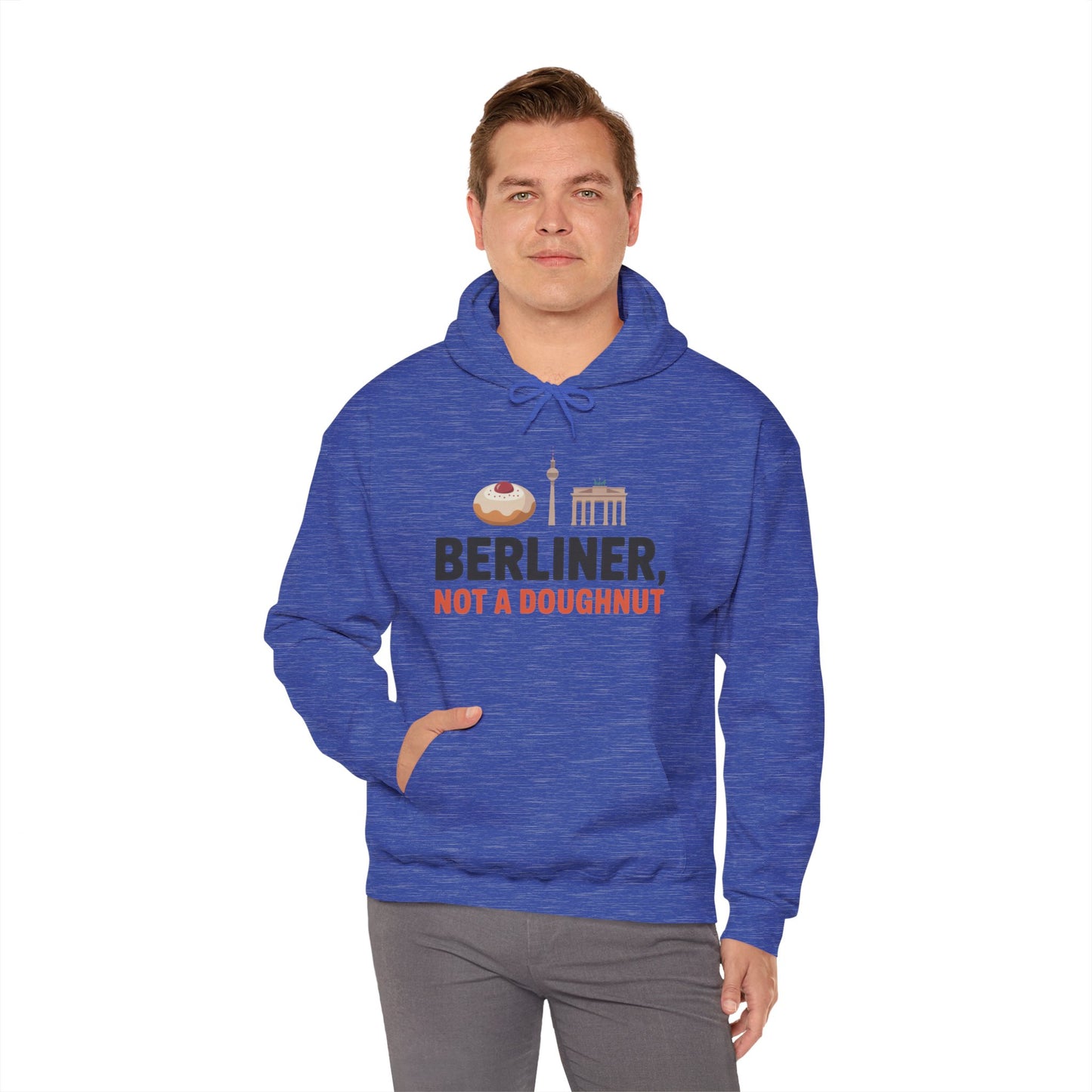Mens Heavy Blend™ Hooded Sweatshirt, Berliner Not a Doughnut Funny Berlin Hoodie for Men