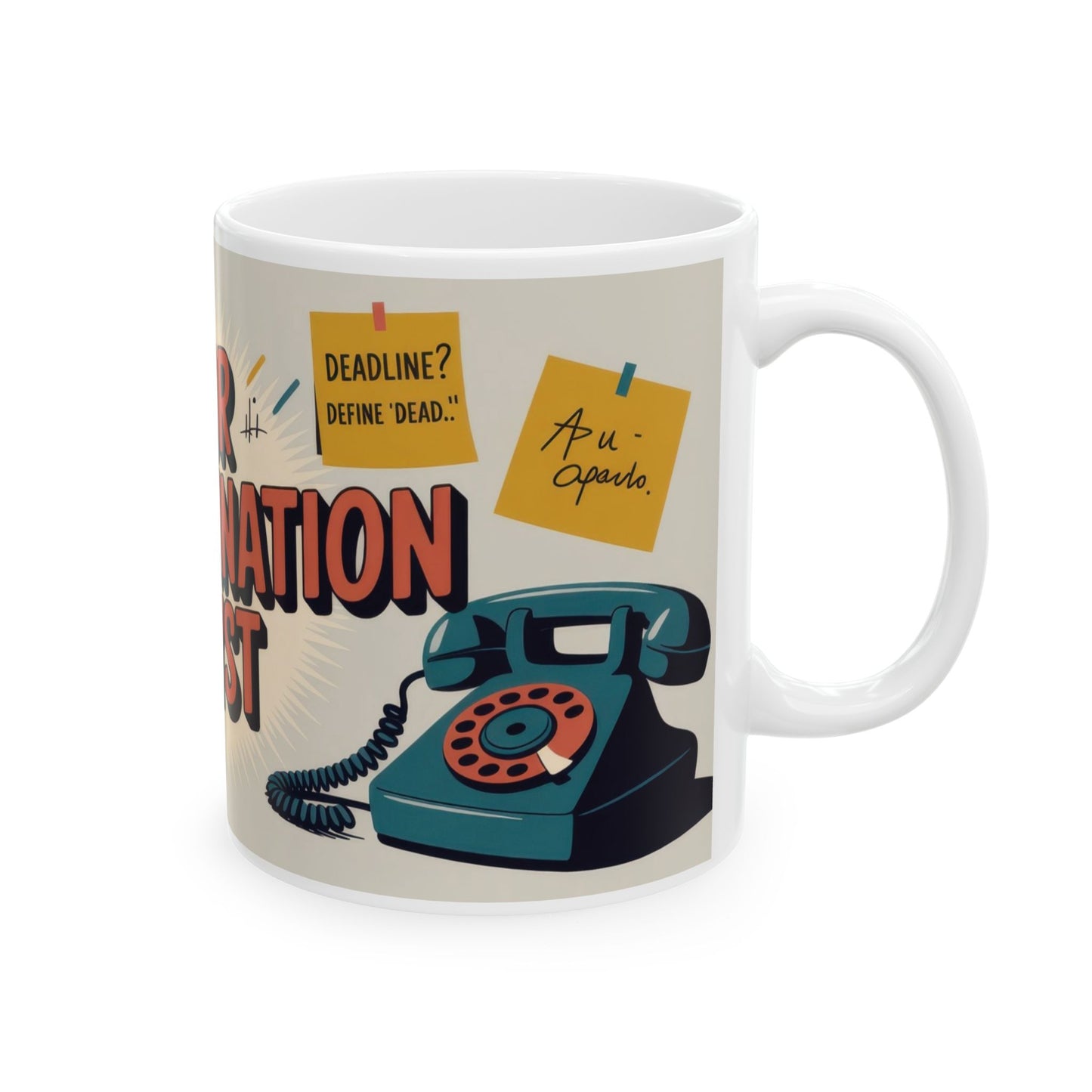 Senior Procrastination Analyst Mug, Funny Coffee Cup for Office, Gift for Coworkers, Humorous Ceramic Mug, Deadline Joke Coffee Mug