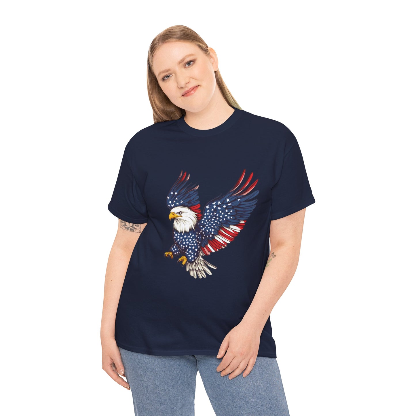 Patriotic Eagle Tee | Unisex Heavy Cotton T-Shirt for Independence Day, Memorial Day, Veterans Day, Gift for Nature Lovers, Casual Wear