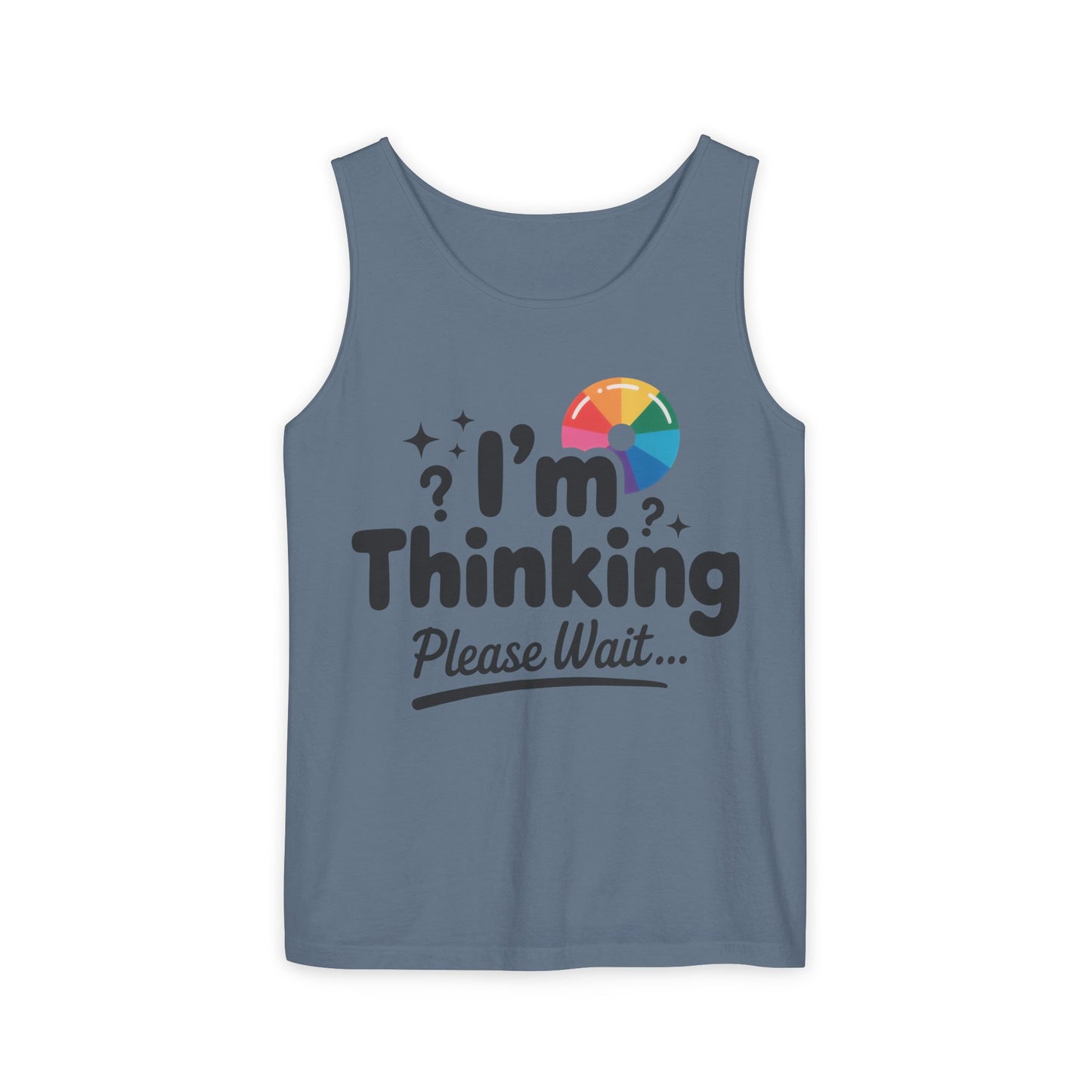 Funny - Im Thinking Please Wait - Mens Tank Top, Cute Geeky Gift for Introverts, Programmers, Designers, Fun Humor Shirt, Gift for Adults