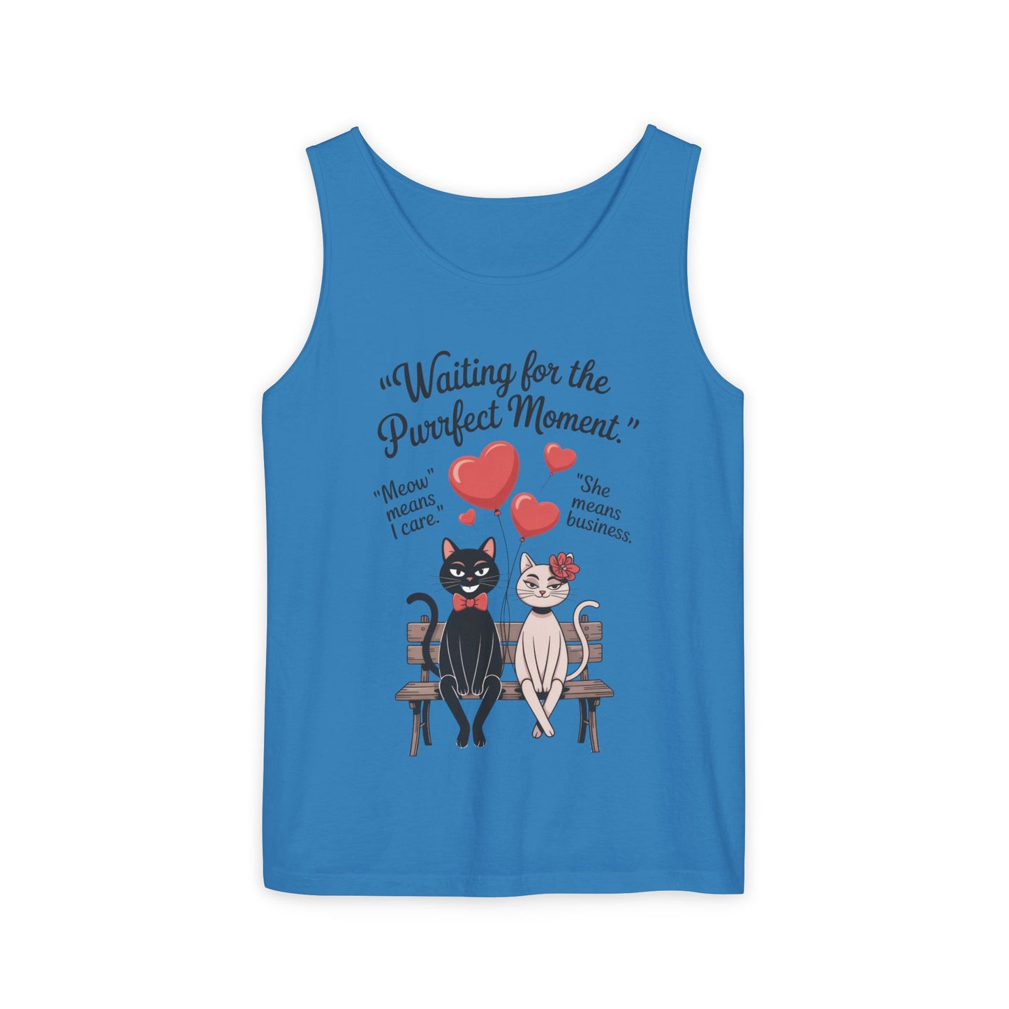 Cute Cat Lovers Tank, Womens Heavy Cotton Tank Top for Pet Owners, Funny Cat Tee, Gift for Cat Lovers, Casual T-Shirt, Animal Art Tee