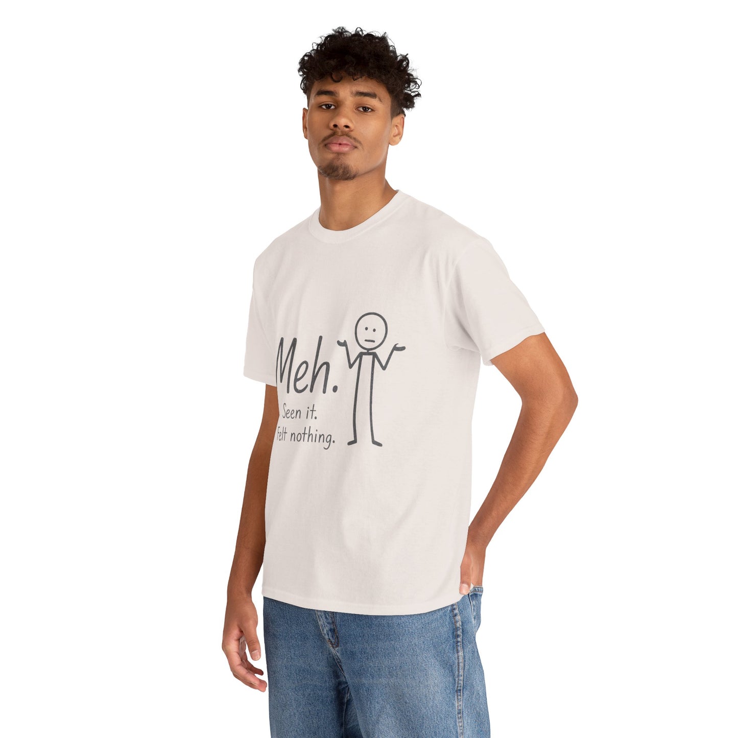 Meh. Heavy Cotton Men's Tee, Comfortable & Casual Humor Shirt, Gift for Friends, Relaxed Fit for Everyday Wear, Ideal for Birthdays, Moods