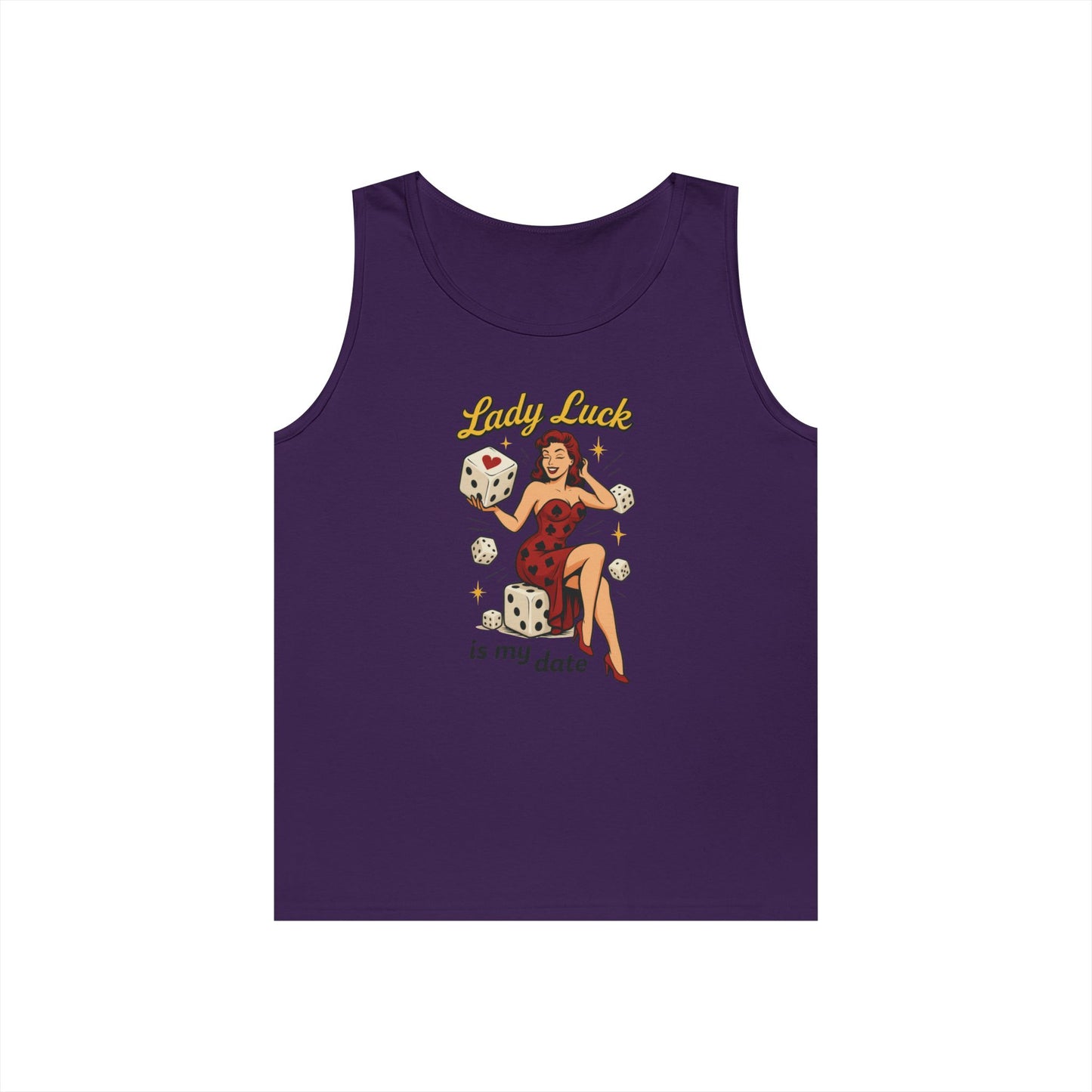 Lucky Me Tank Top, Retro Lady Luck Tee for Men, Gambling & Dice Themed Tee, Vintage Pin-Up Vegas Gift, Good Luck Gifts, for Luck Enthusiasts