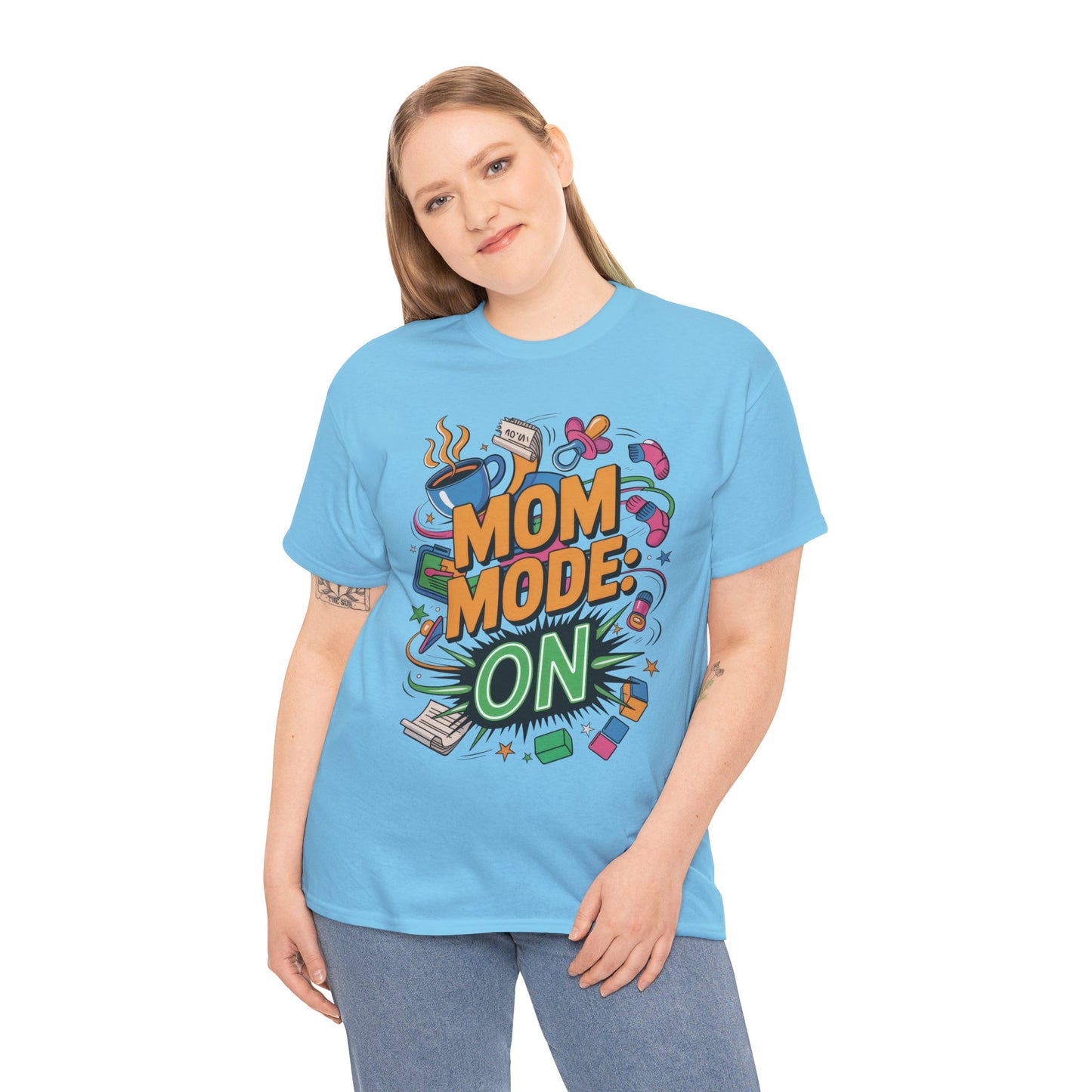 Mom Mode ON Cotton Tee, Funny Mom T-Shirt, Gift for Mothers, Parent Life Apparel, Mother's Day Humor T-Shirt, Cute Mama Life Graphic Tee