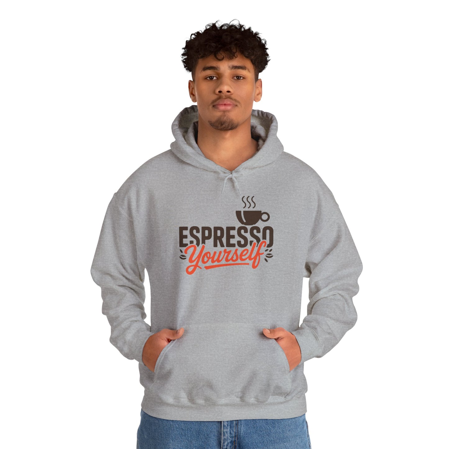 Men's Heavy Blend™ Hooded Sweatshirt, Espresso Yourself Mens Hoodie, Coffee Lover Funny Graphic Pullover