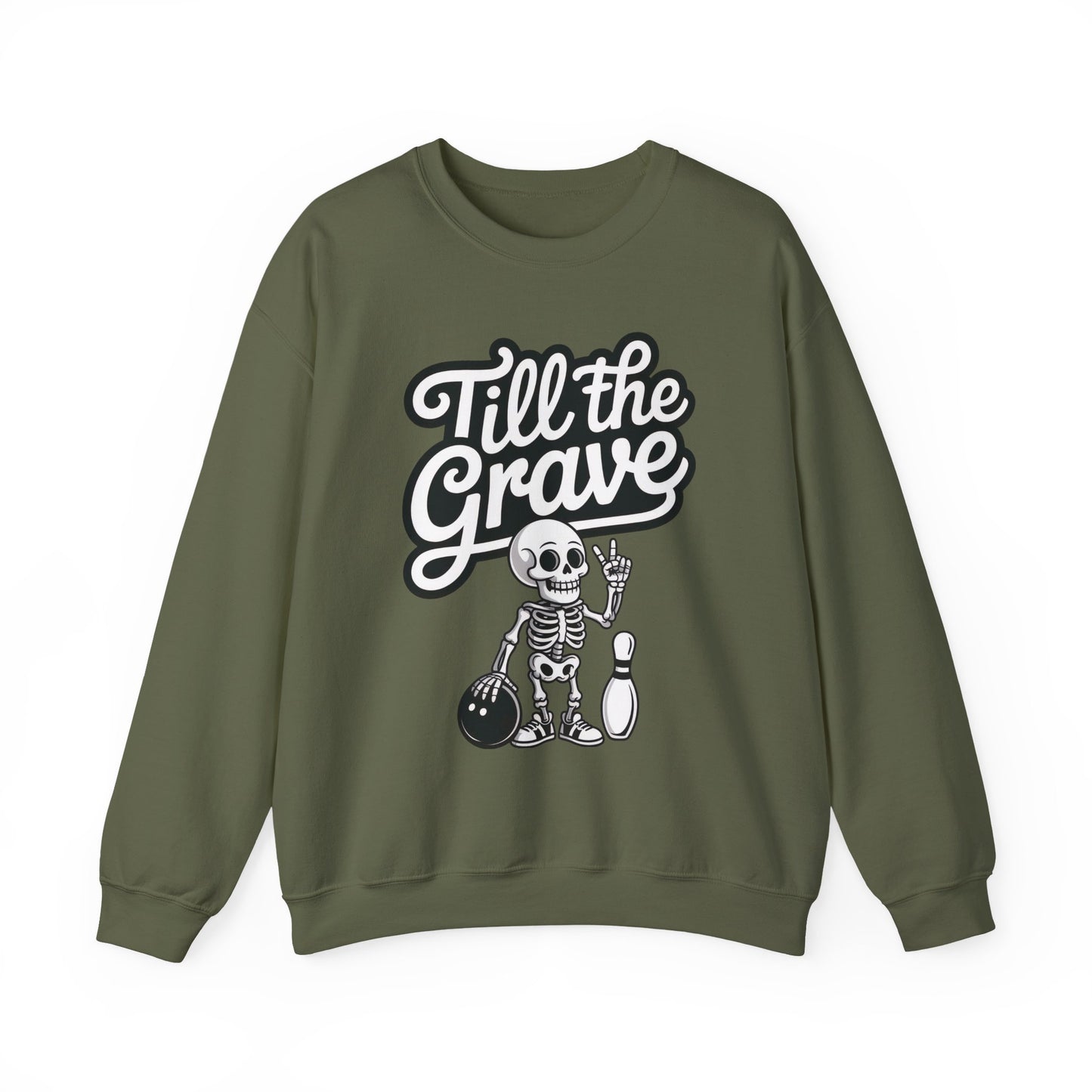 Funny Skeleton Bowling Mens Pullover, Halloween Apparel, Funny Skeleton Bowling Shirt, Casual Mens Crewneck, Cool Bowler Skull Crewneck