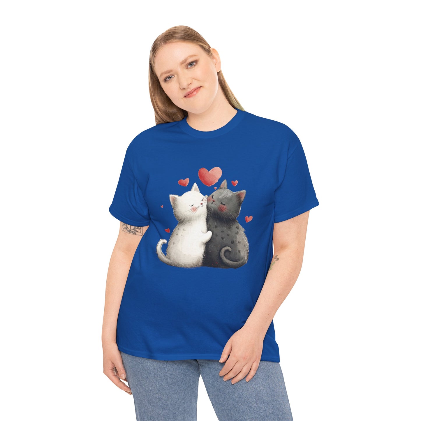 Cute Cat Love T-Shirt, Adorable Feline Couple Tee, Gift for Cat Lovers, Valentine's Day Shirt, Cozy Everyday Wear, Cat Mom T-Shirt