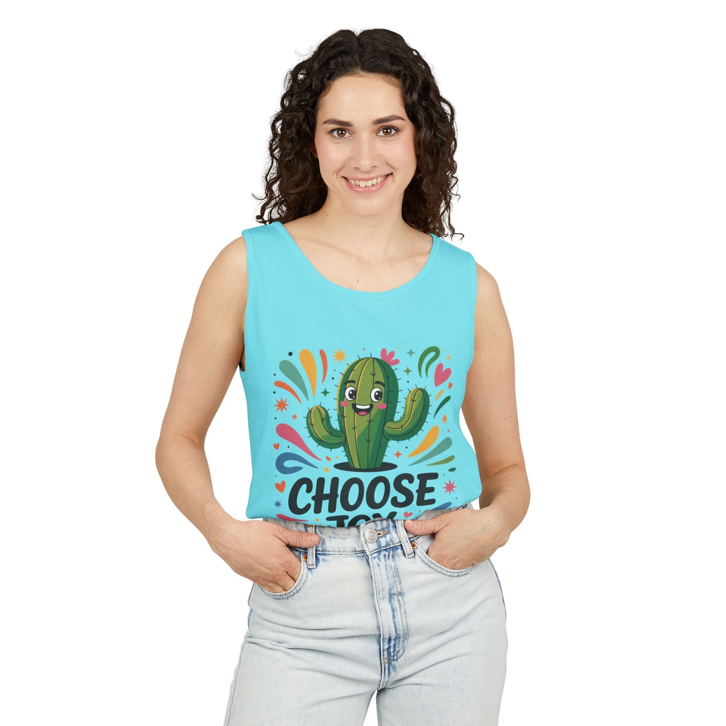 Joyful Cactus Womens Tank Top, Choose Joy Always, Summer Tank, Casual Wear, Gift for Friends, Trendy Top, Vacation Outfit
