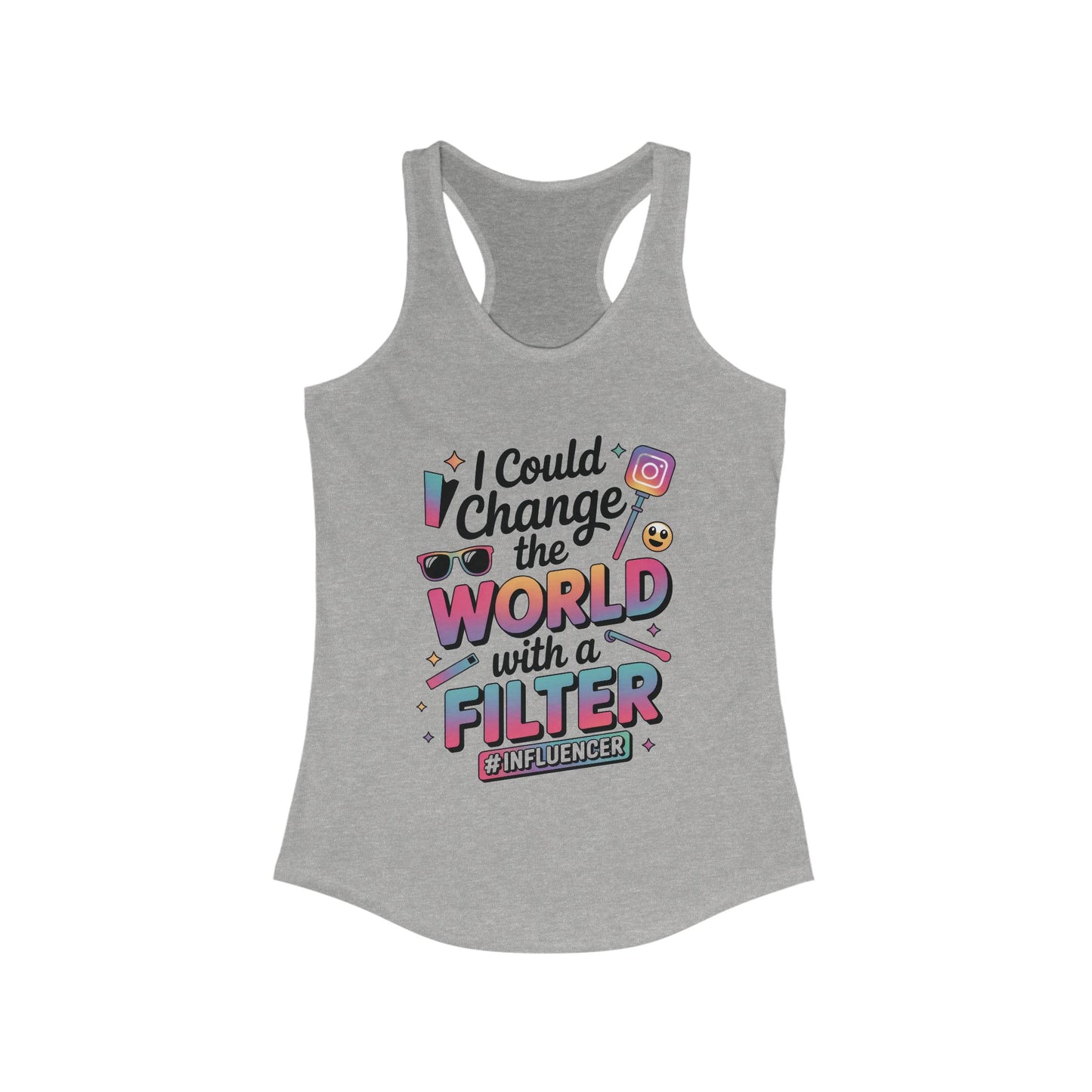 Women's Ideal Racerback Tank, Womens Influencer Tank Top, Funny Social Media Graphic Tank, Cute Trendy Top