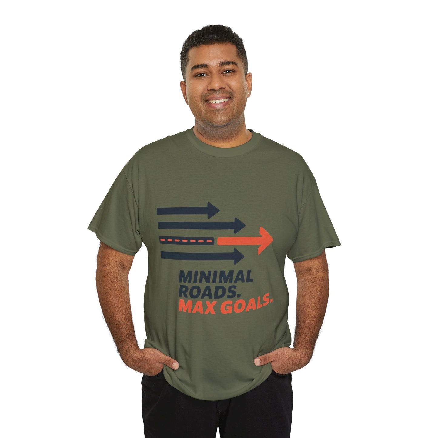 Minimal Roads Max Goals Motivational Mens T-Shirt, Urban Style Graphic Tee