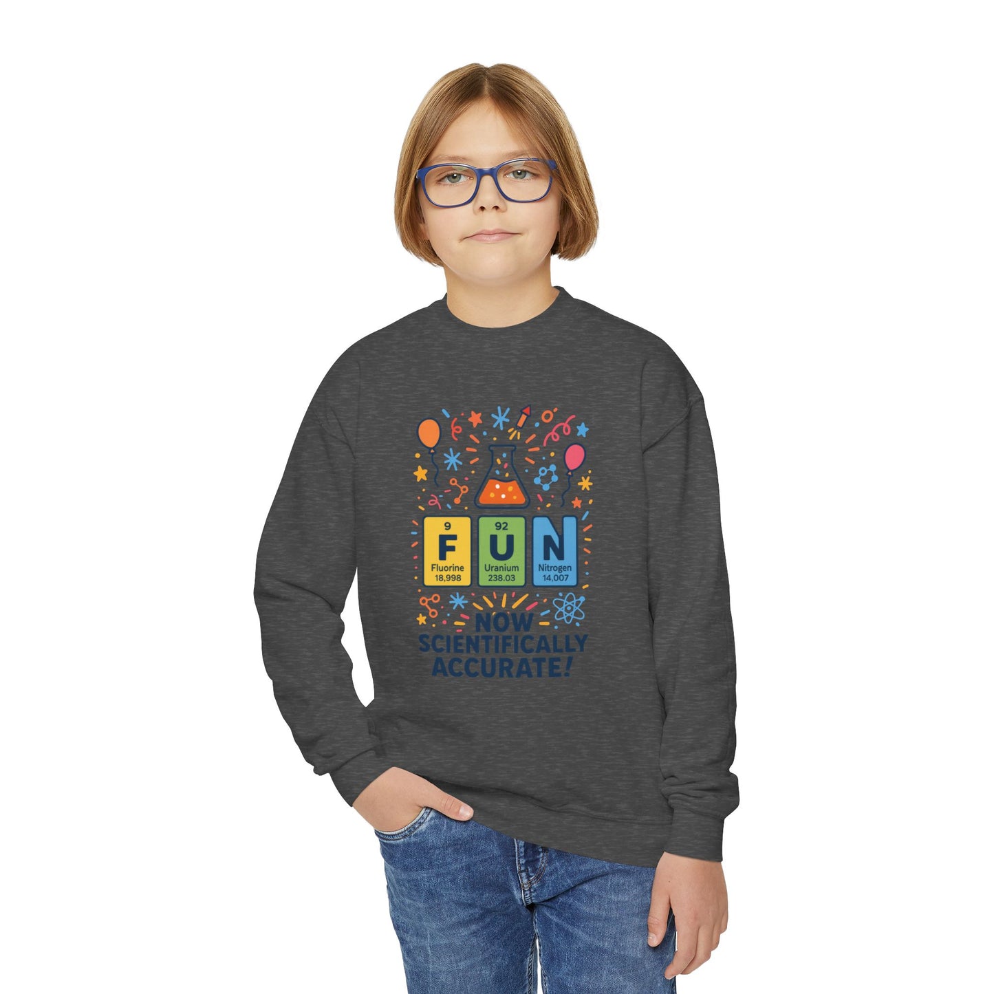 Youth Science Fun Sweatshirt, Perfect for STEM Lovers, Birthday Gift, Cozy Classroom Wear, Youth Crewneck