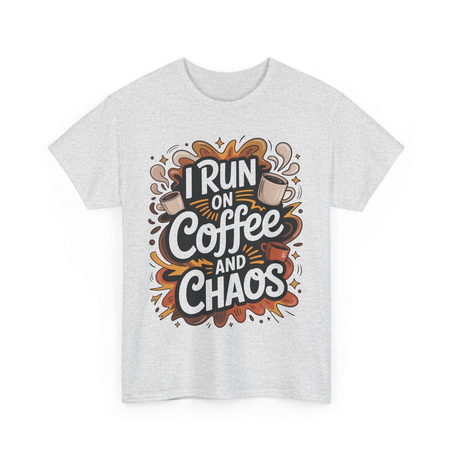 Run on Coffee and Chaos Tee, Unisex Cotton T-Shirt, Coffee Lover Gift, Casual Wear, Perfect for Relaxing Days