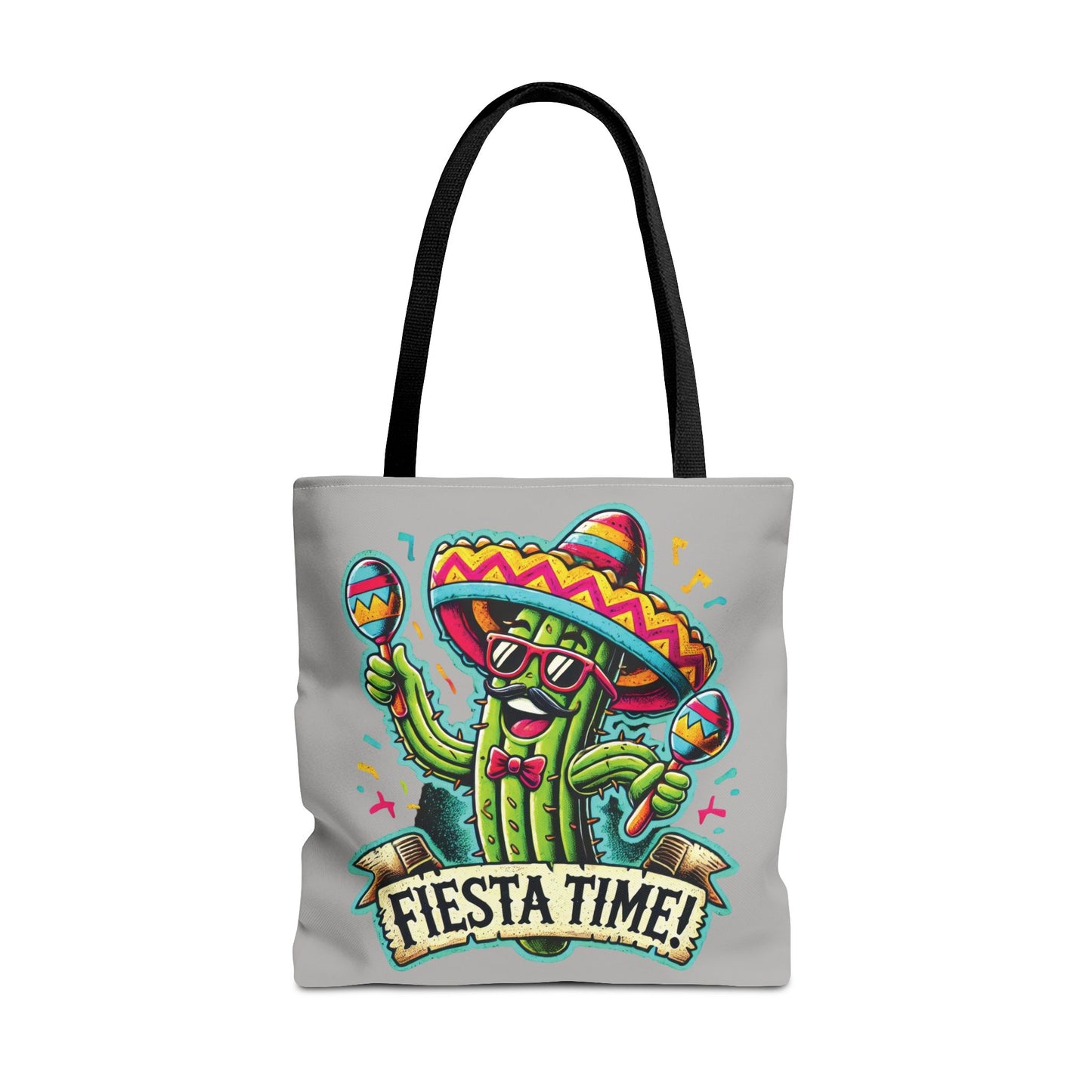 Fiesta Time Cactus Tote Bag, Funny Mexican Party Gift, Sombrero Maracas Print, Cinco de Mayo Bag, Summer Festival Tote, Beach Bag, Shopping