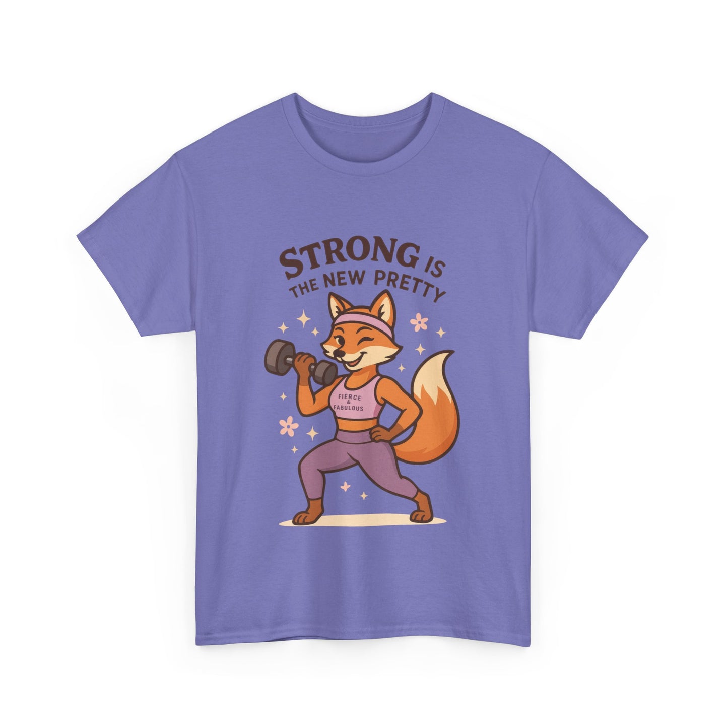 Strong is the New Pretty Tee, Inspirational T-Shirt, Fitness Apparel, Gift for Her, Motivational Top, Cute Fox Design, Womens Gym T-Shirt