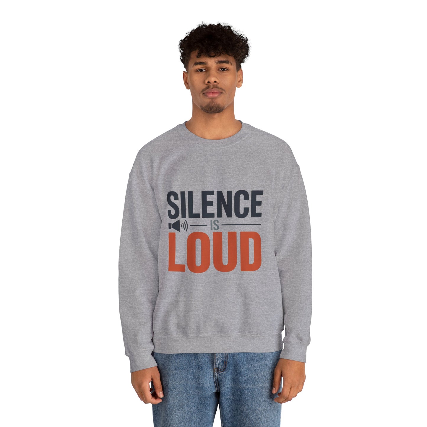 Mens Heavy Blend™ Crewneck Sweatshirt, Silence Is Loud Motivational Mens Sweatshirt