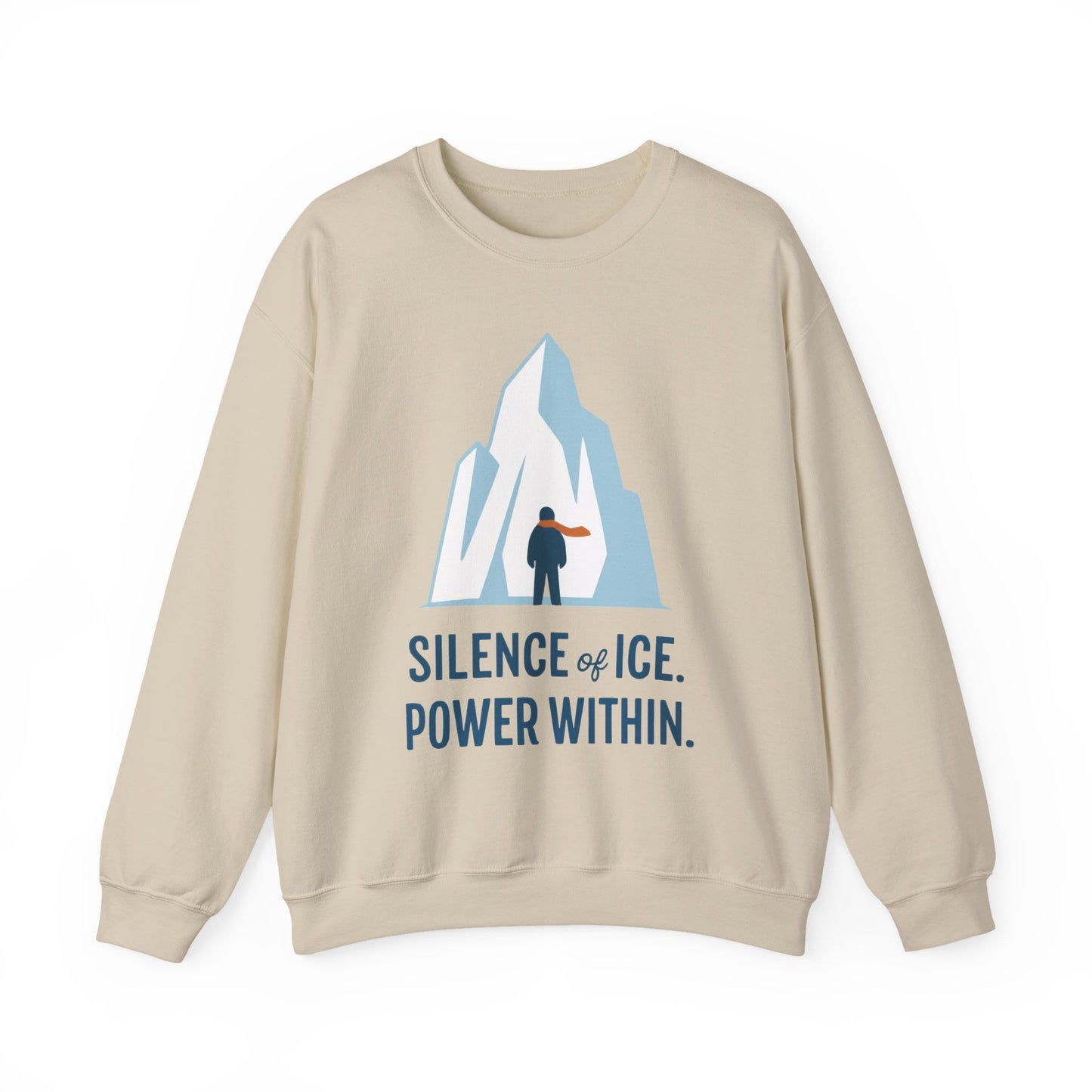 Men's Heavy Blend™ Crewneck Sweatshirt, Silence of Ice Power Within Sweatshirt, Nordic Iceberg Minimalist Pullover