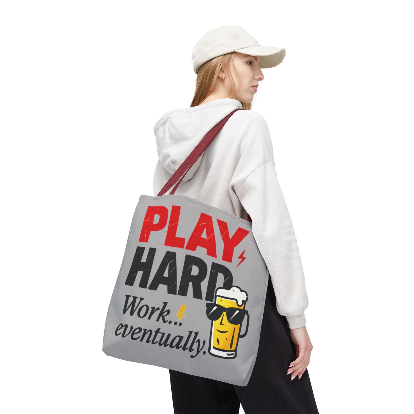 Play Hard Tote Bag - Fun, Stylish, Tote for Work & Play, Summer, Gift, Beach Bag, Everyday Carry, Beach Weekender Bag, large canvas bag