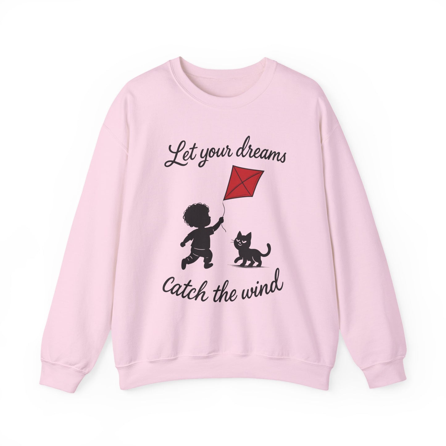 Dream Big Womens Crewneck Sweatshirt, Inspirational Gift, Cozy Lounge Wear, Cat Lover's Apparel, Kid's Motivation Sweatshirt