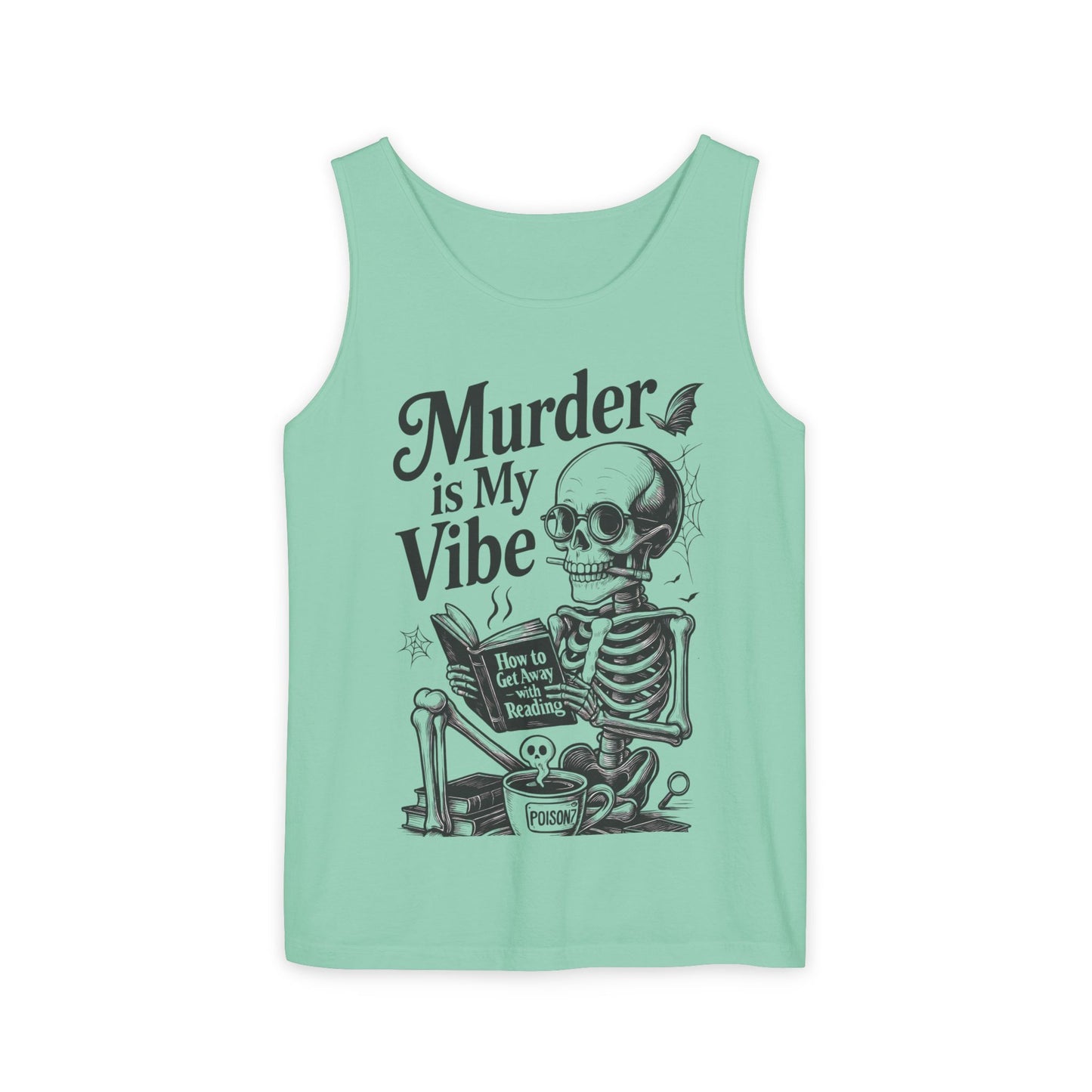 Murder Is My Vibe Tank Top, Womens Goth Tank, Halloween Clothing, Skeleton Graphic Tee, Cozy Casual Wear, Quirky Gift Idea