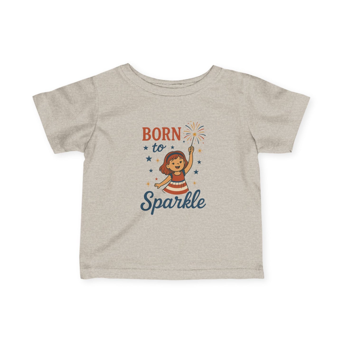 4th of July Baby Girl Tee, Born to Sparkle, Patriotic Toddler Tee, Independence Day Outfit for Girls