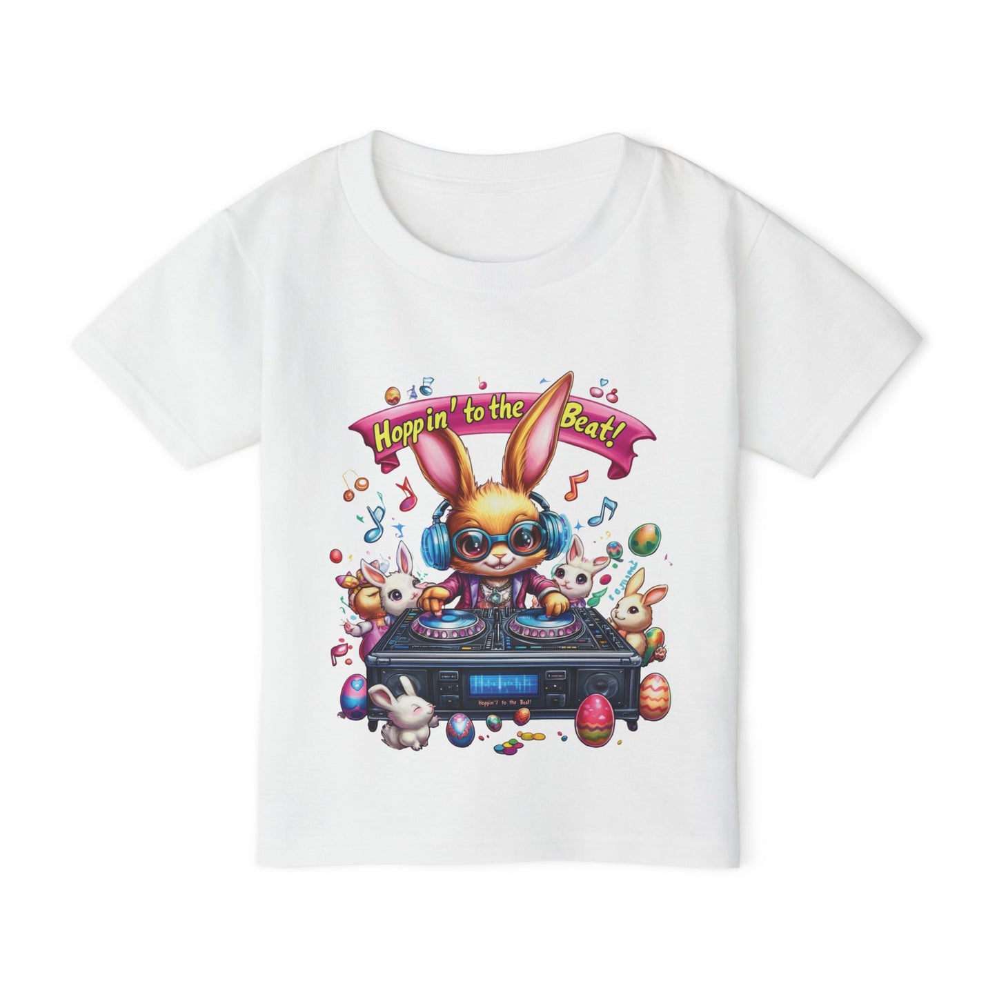 DJ Bunny Easter Toddler T-Shirt - Fun Music Bunny Tee for Kids Ages 2 - 6, Hoppin to the Beat Design, Cute Spring Holiday Gift Idea